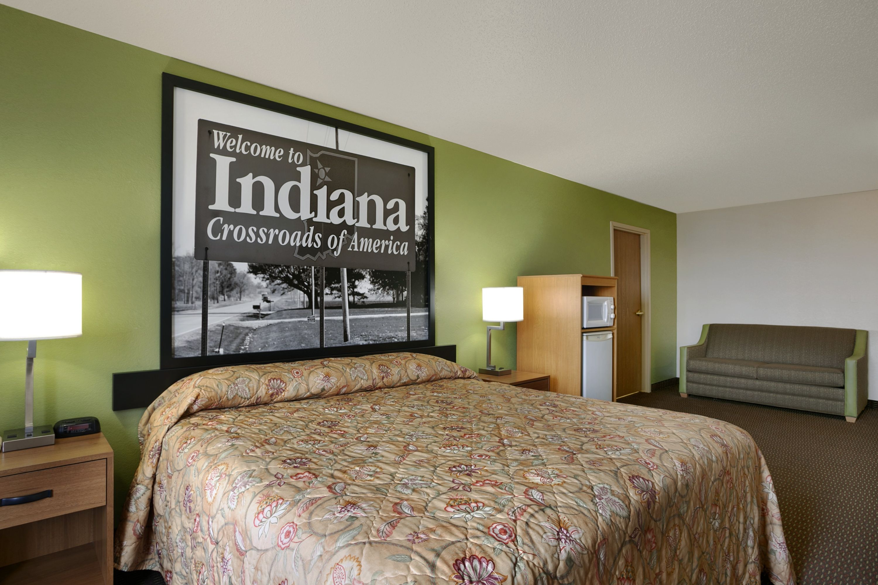 Guest room at the Super 8 by Wyndham Corydon in Corydon, Indiana