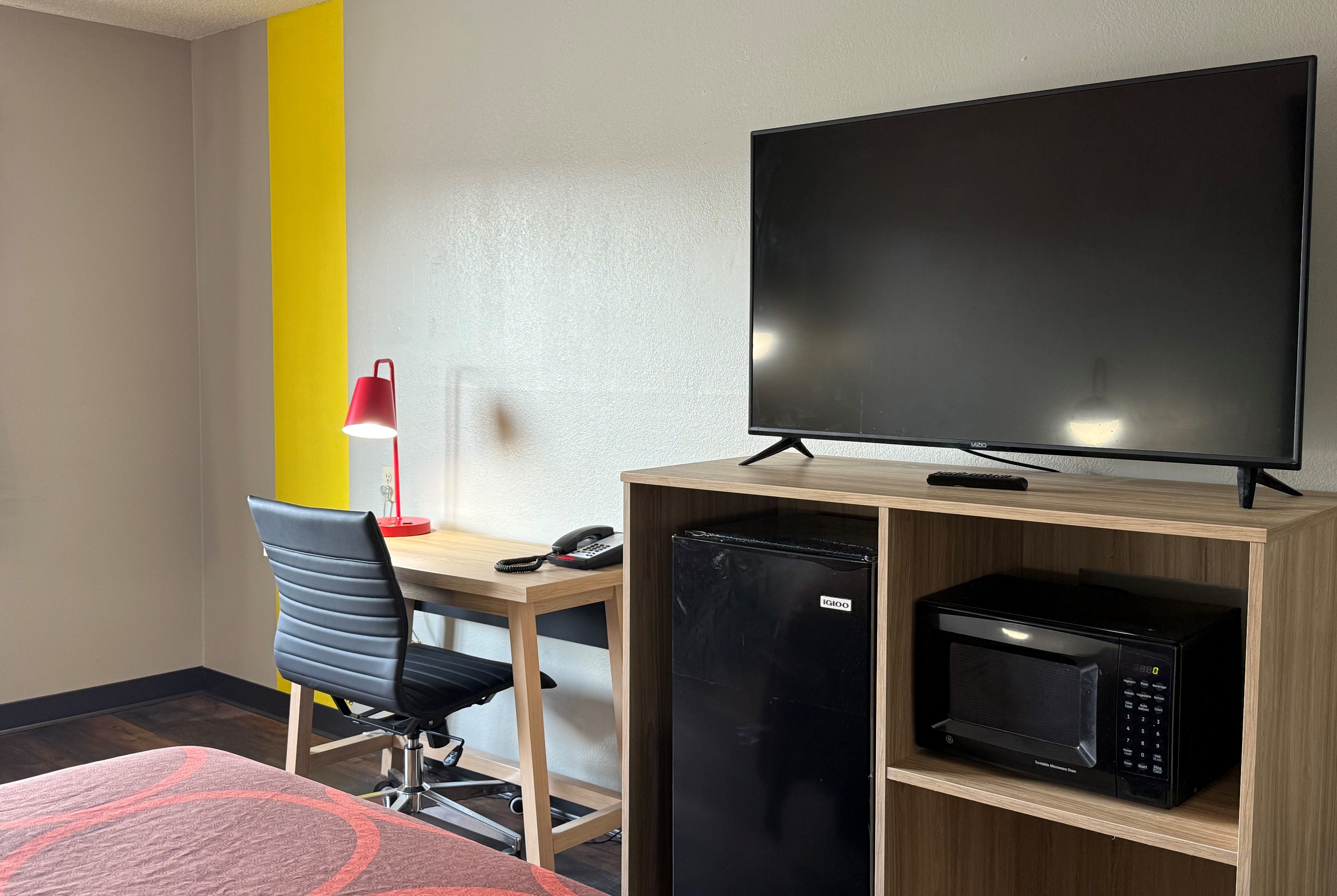 Guest room at the Super 8 by Wyndham Evansville East in Evansville, Indiana