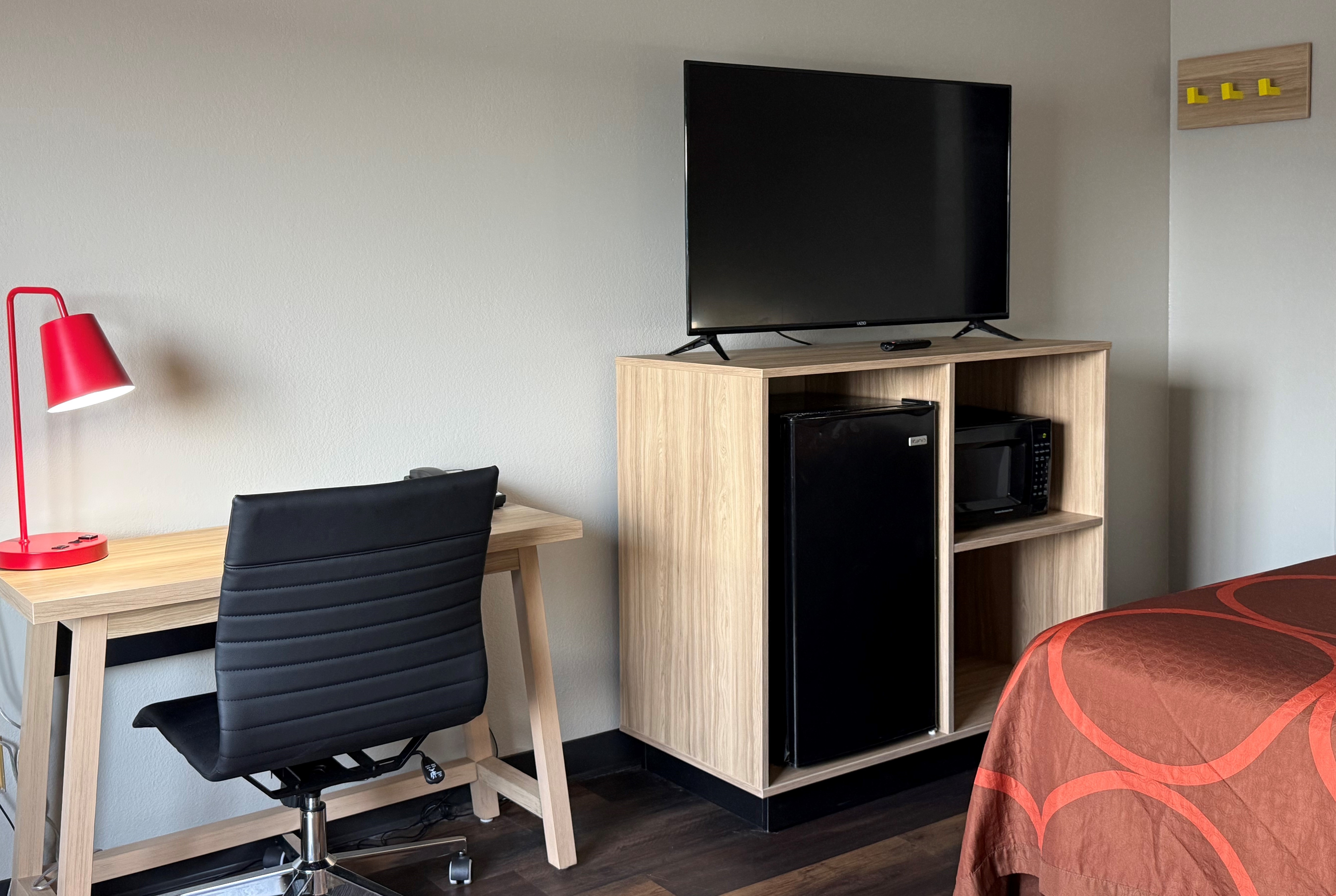 Guest room at the Super 8 by Wyndham Evansville East in Evansville, Indiana