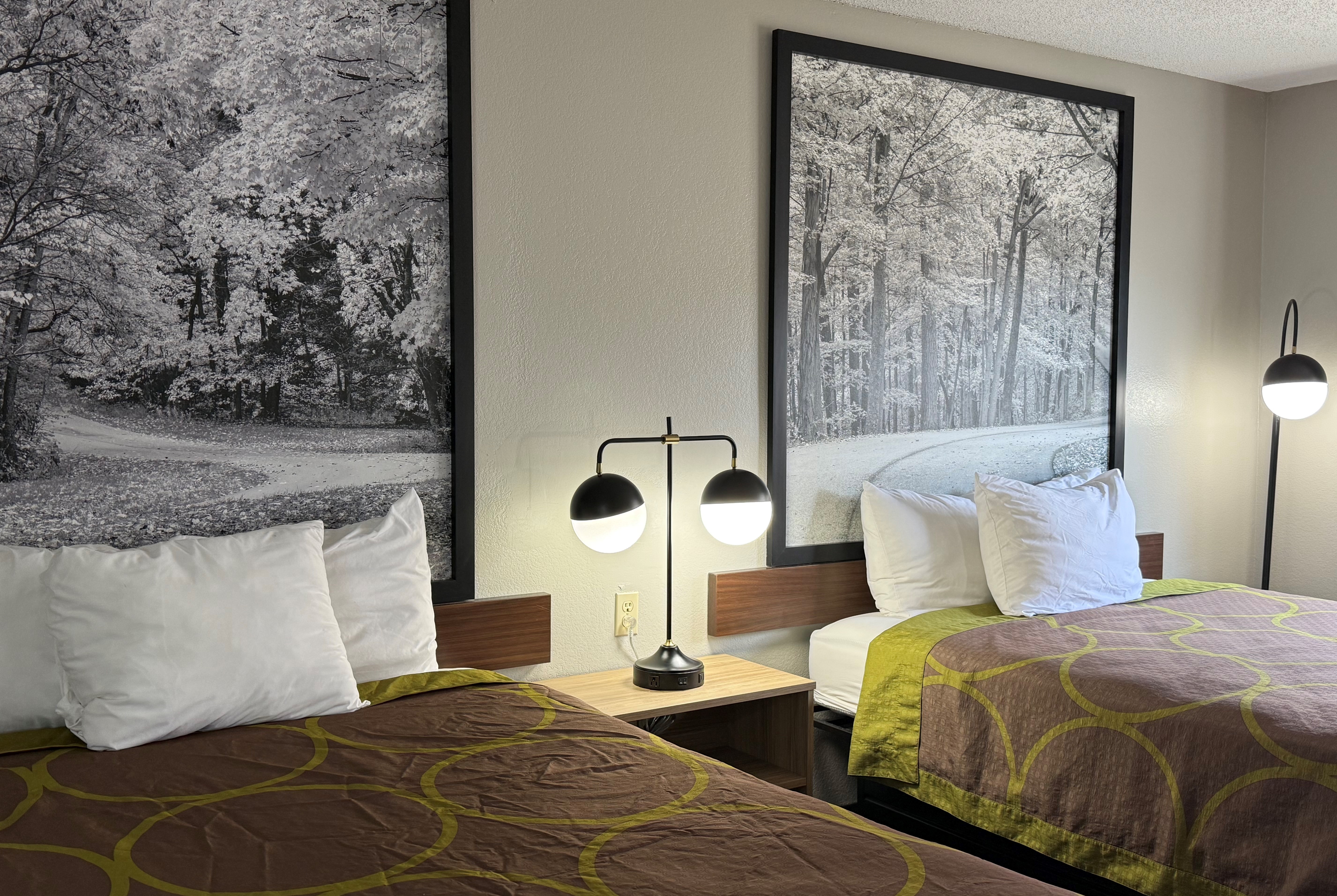 Guest room at the Super 8 by Wyndham Evansville East in Evansville, Indiana