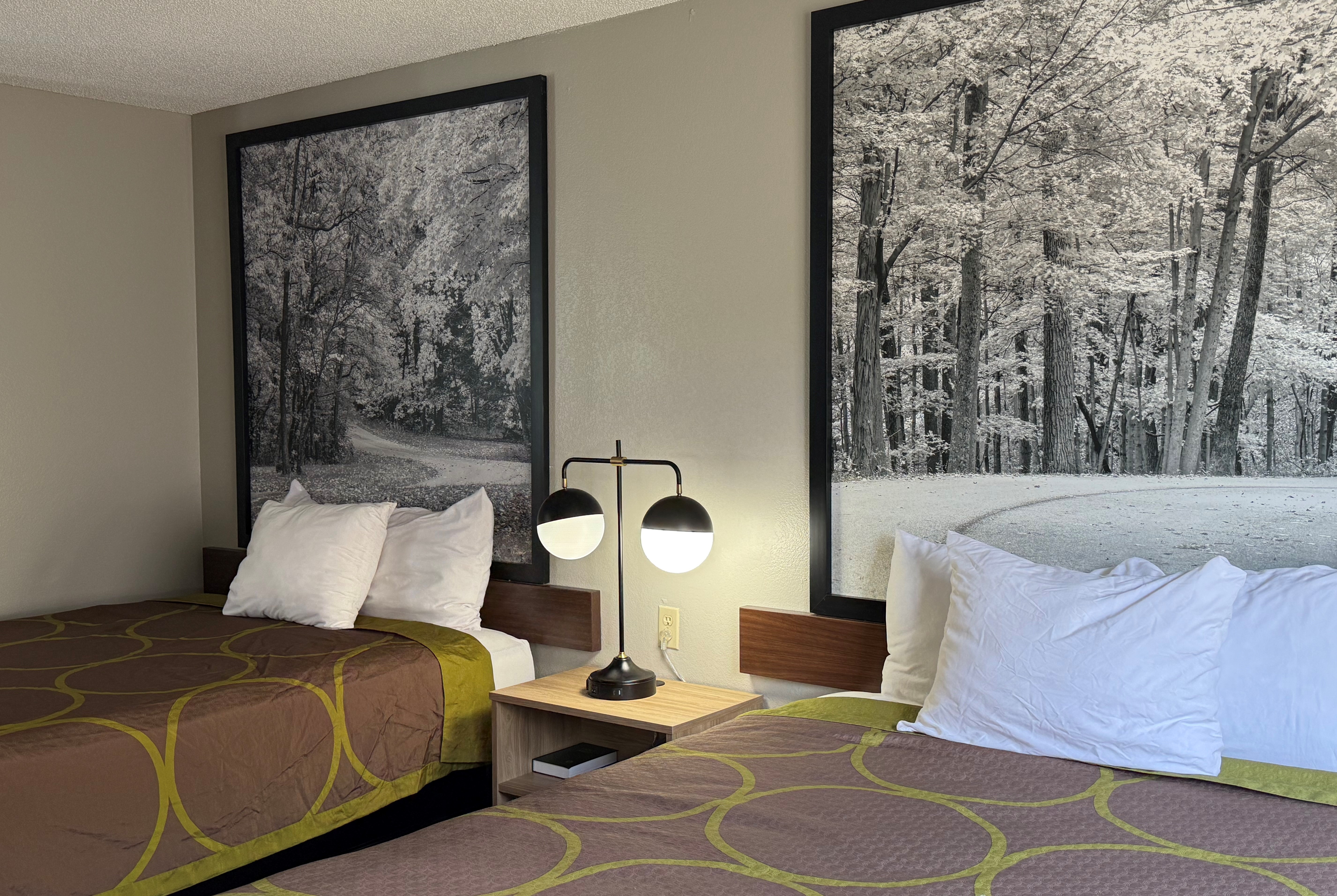 Guest room at the Super 8 by Wyndham Evansville East in Evansville, Indiana