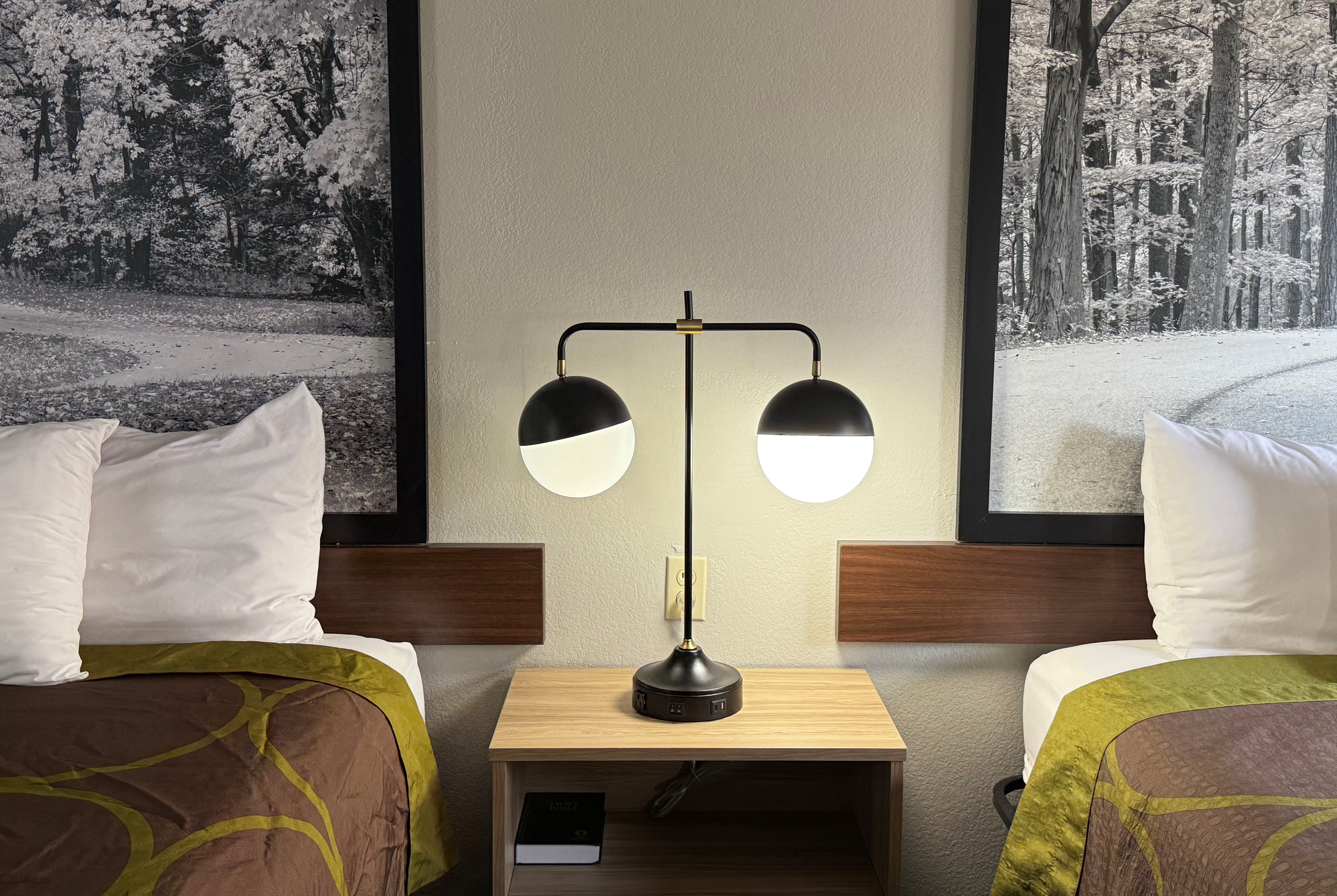 Guest room at the Super 8 by Wyndham Evansville East in Evansville, Indiana