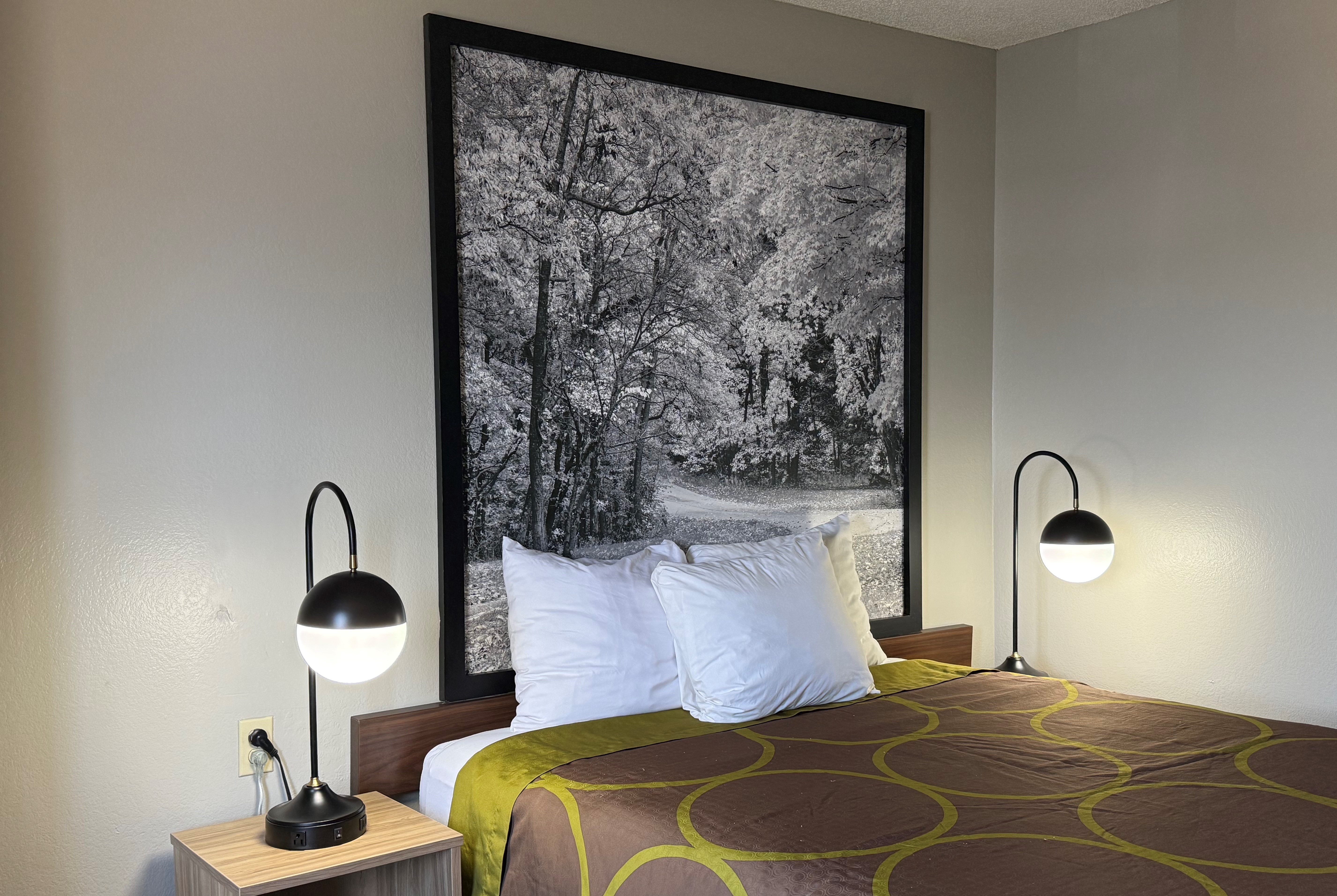 Guest room at the Super 8 by Wyndham Evansville East in Evansville, Indiana