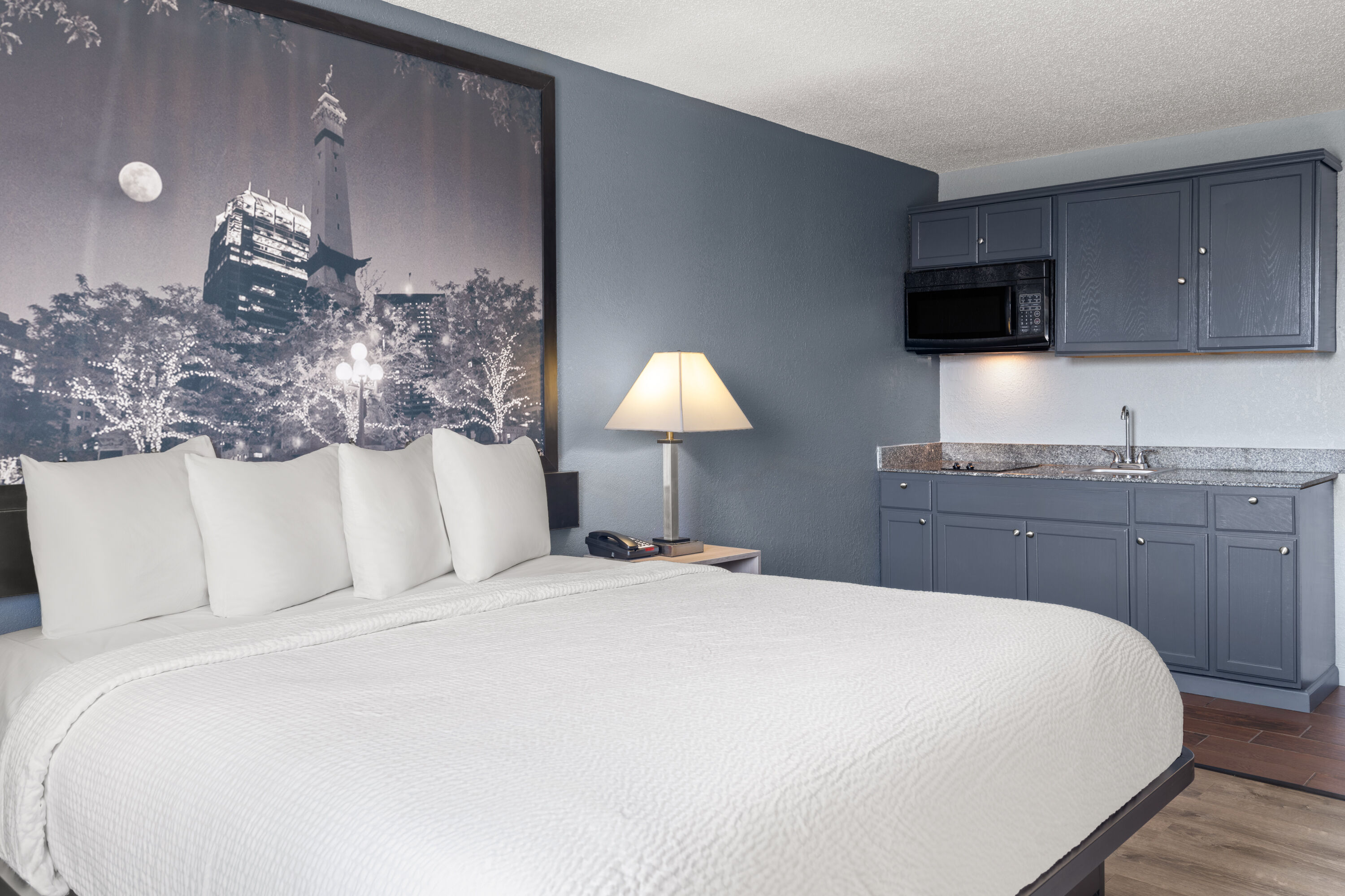 Guest room at the Super 8 by Wyndham Fort Wayne in Fort Wayne, Indiana