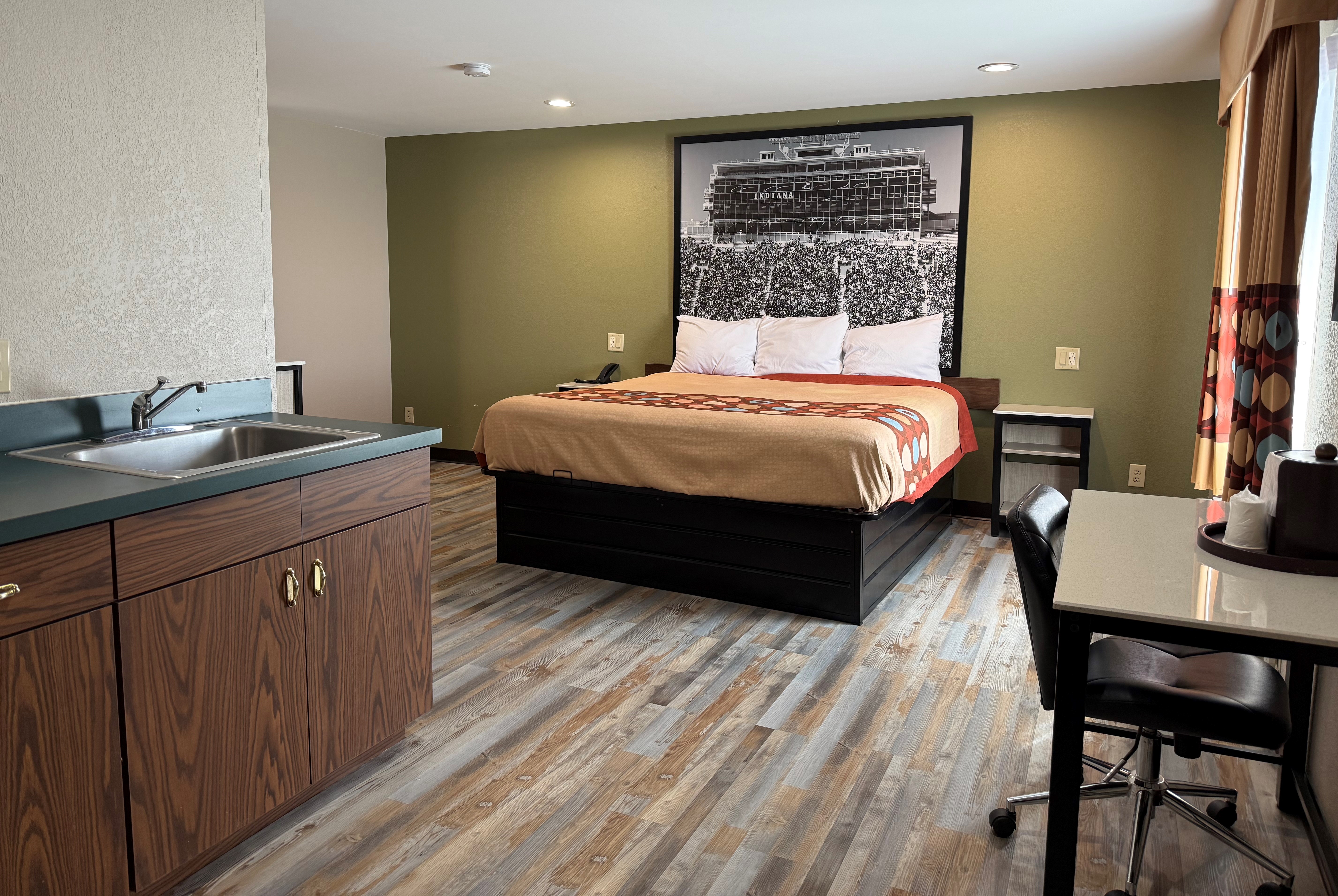 Guest room at the Super 8 by Wyndham Frankfort IN in Frankfort, Indiana