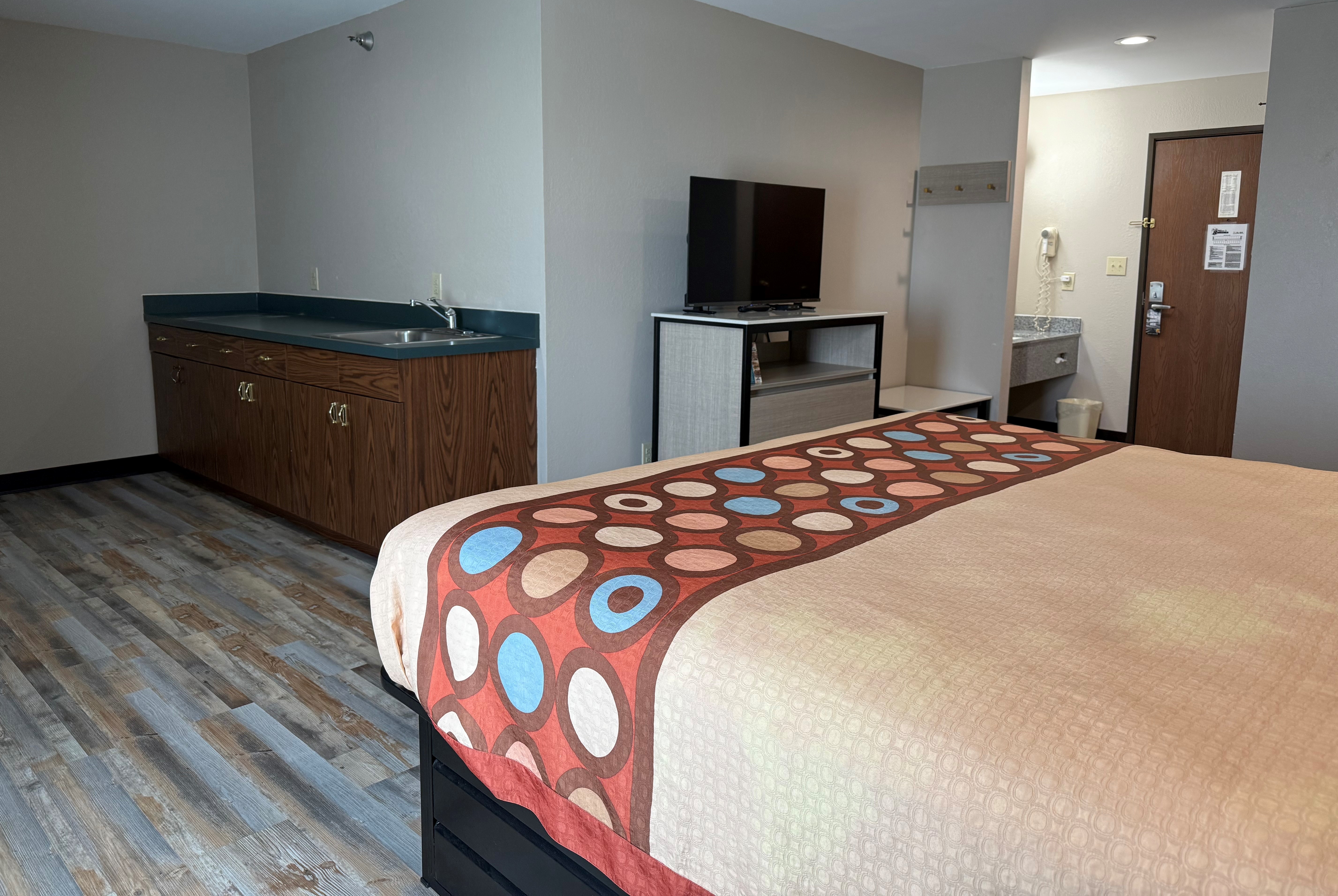 Guest room at the Super 8 by Wyndham Frankfort IN in Frankfort, Indiana