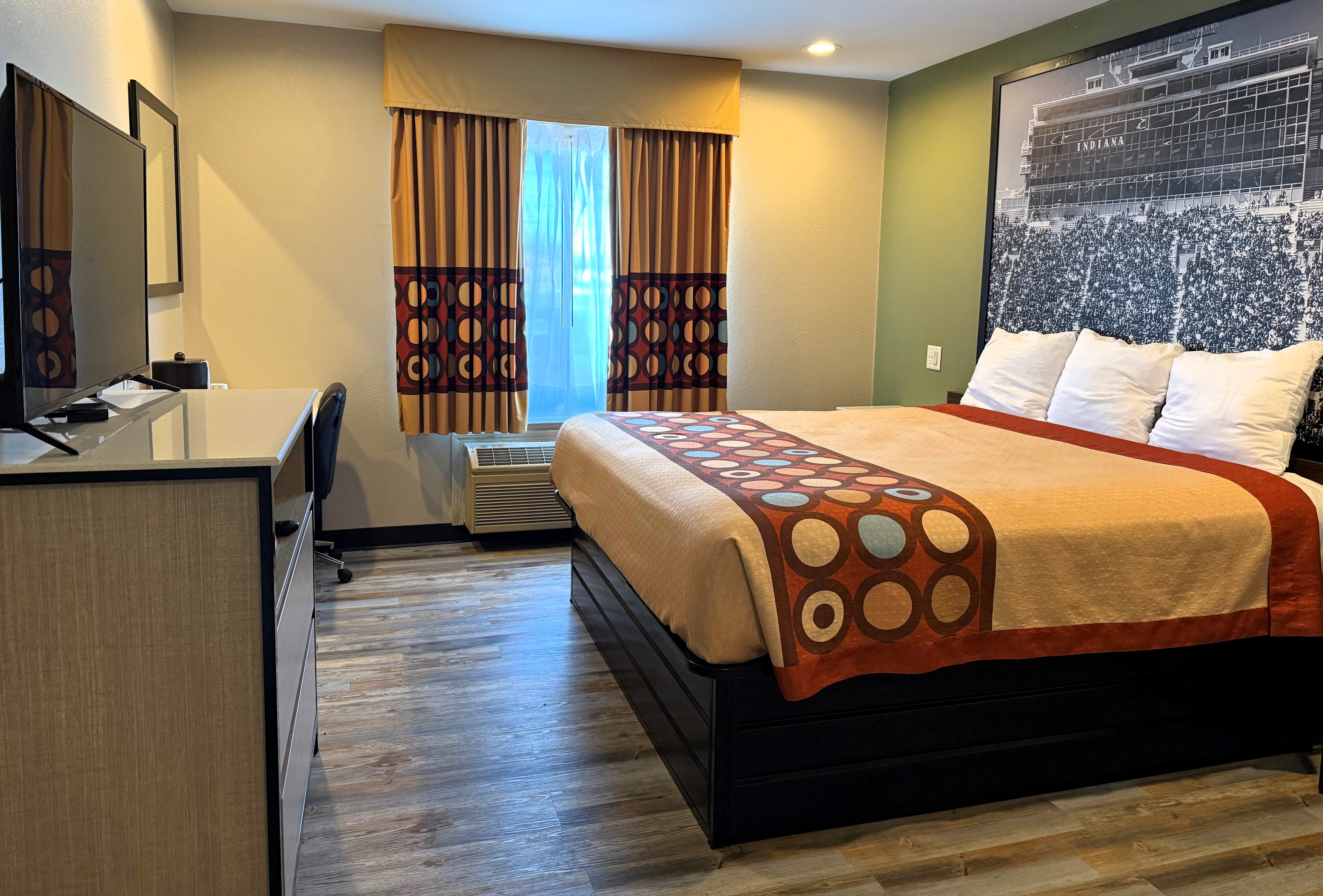 Guest room at the Super 8 by Wyndham Frankfort IN in Frankfort, Indiana