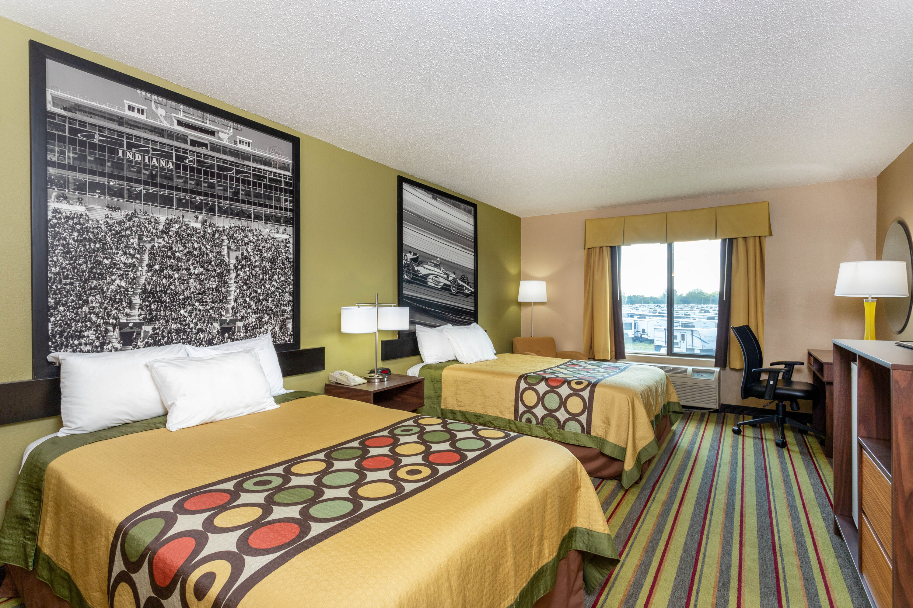 Guest room at the Super 8 by Wyndham Goshen in Goshen, Indiana