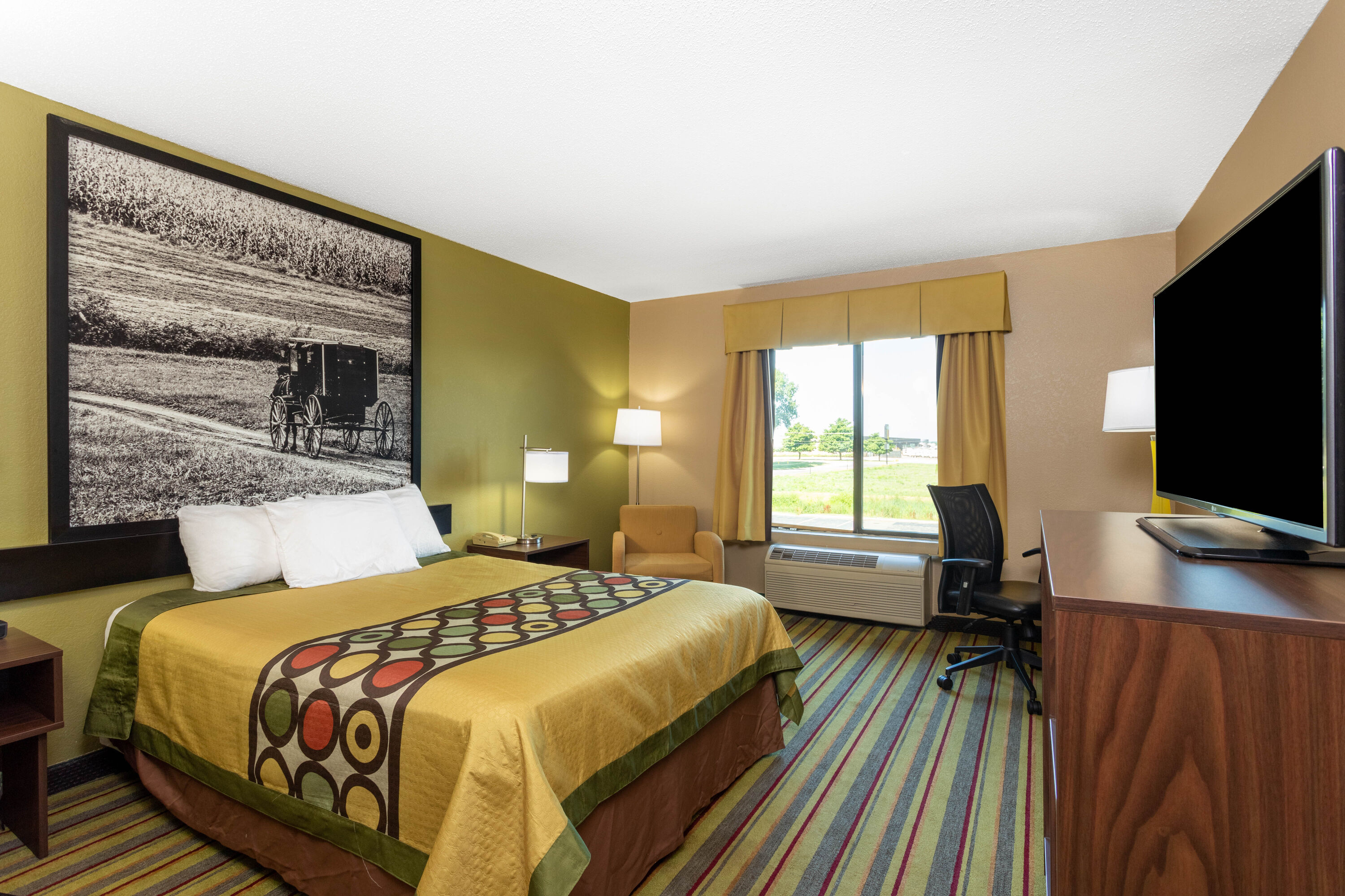 Guest room at the Super 8 by Wyndham Goshen in Goshen, Indiana
