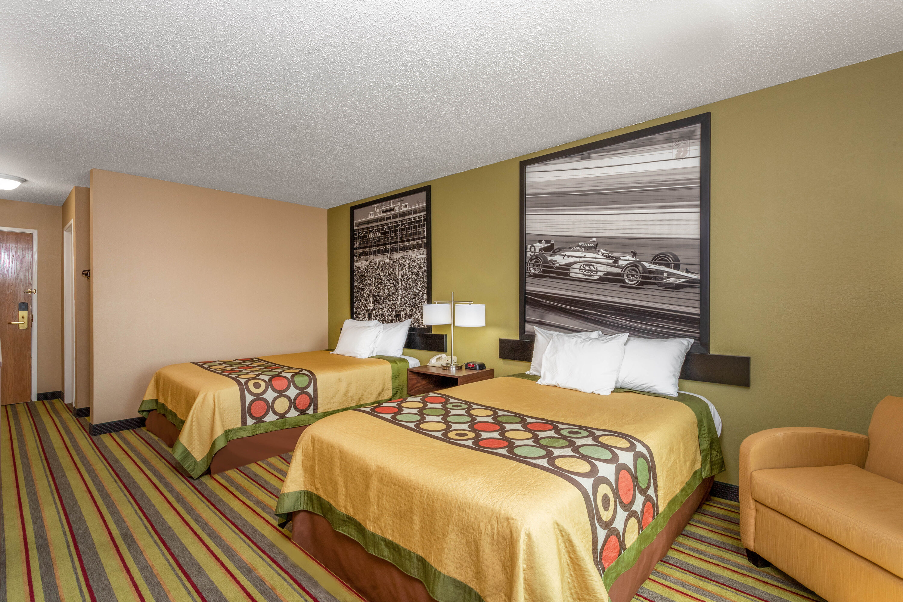Guest room at the Super 8 by Wyndham Goshen in Goshen, Indiana