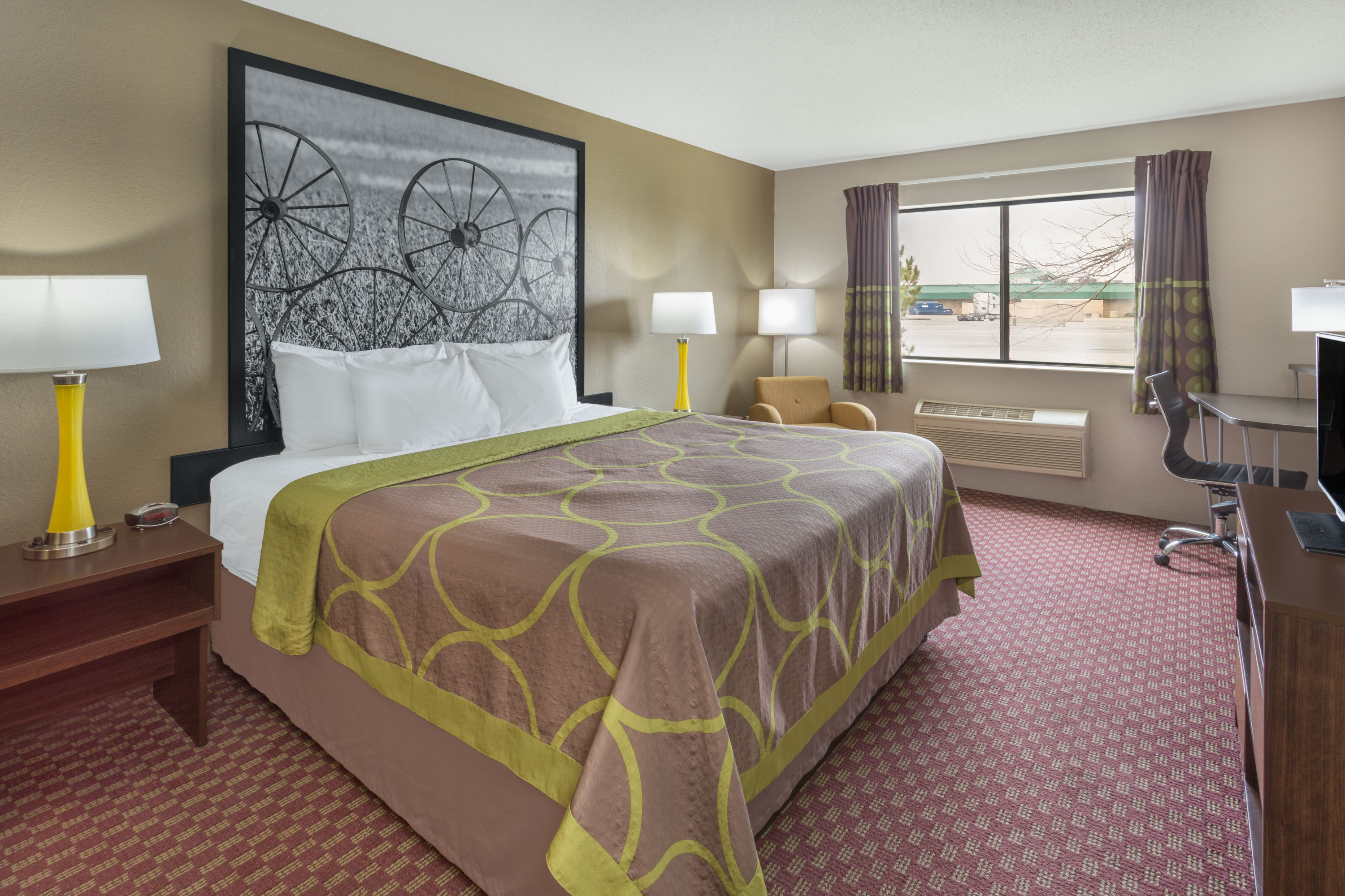 Guest room at the Super 8 by Wyndham Hebron Lowell Area in Hebron, Indiana