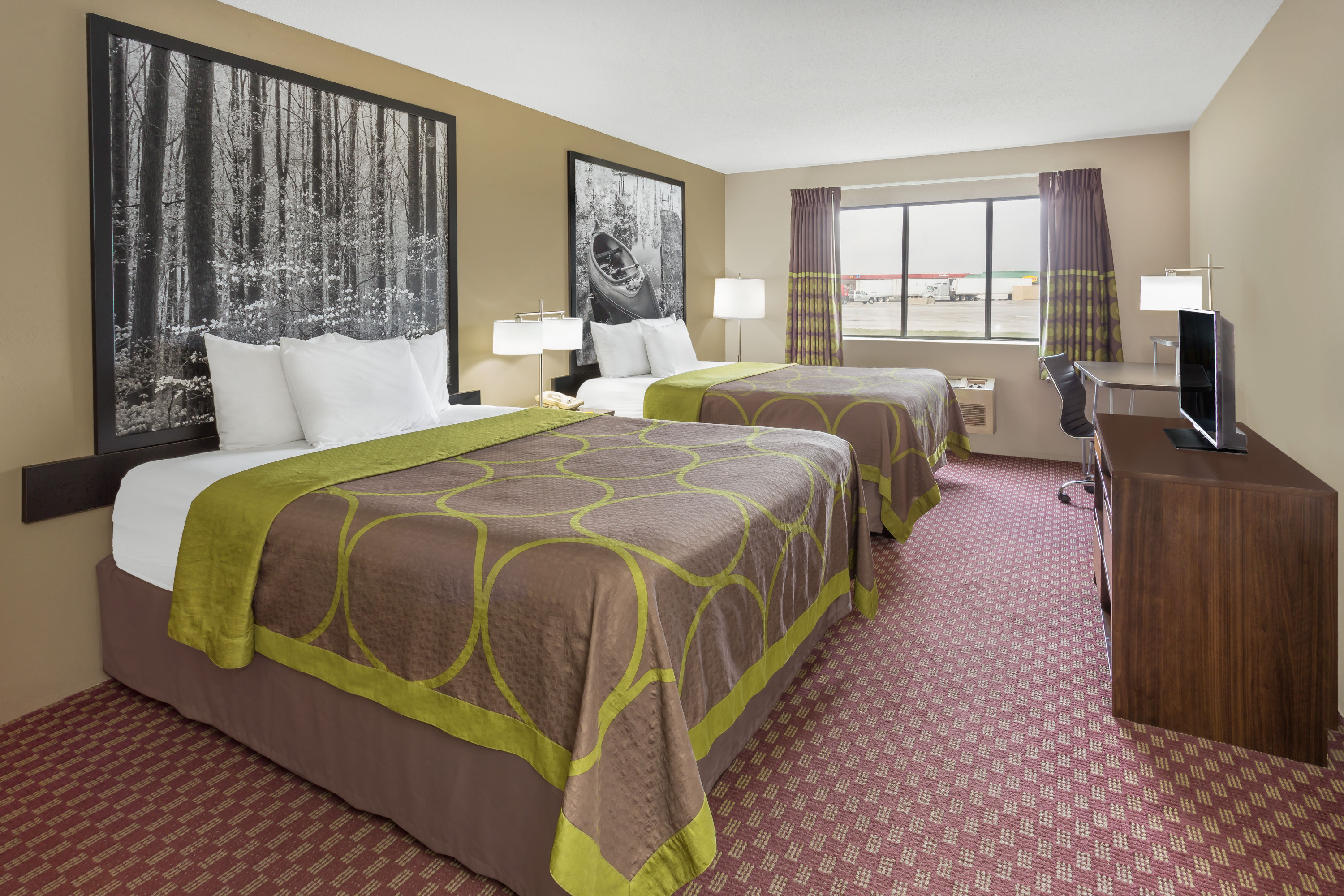 Guest room at the Super 8 by Wyndham Hebron Lowell Area in Hebron, Indiana