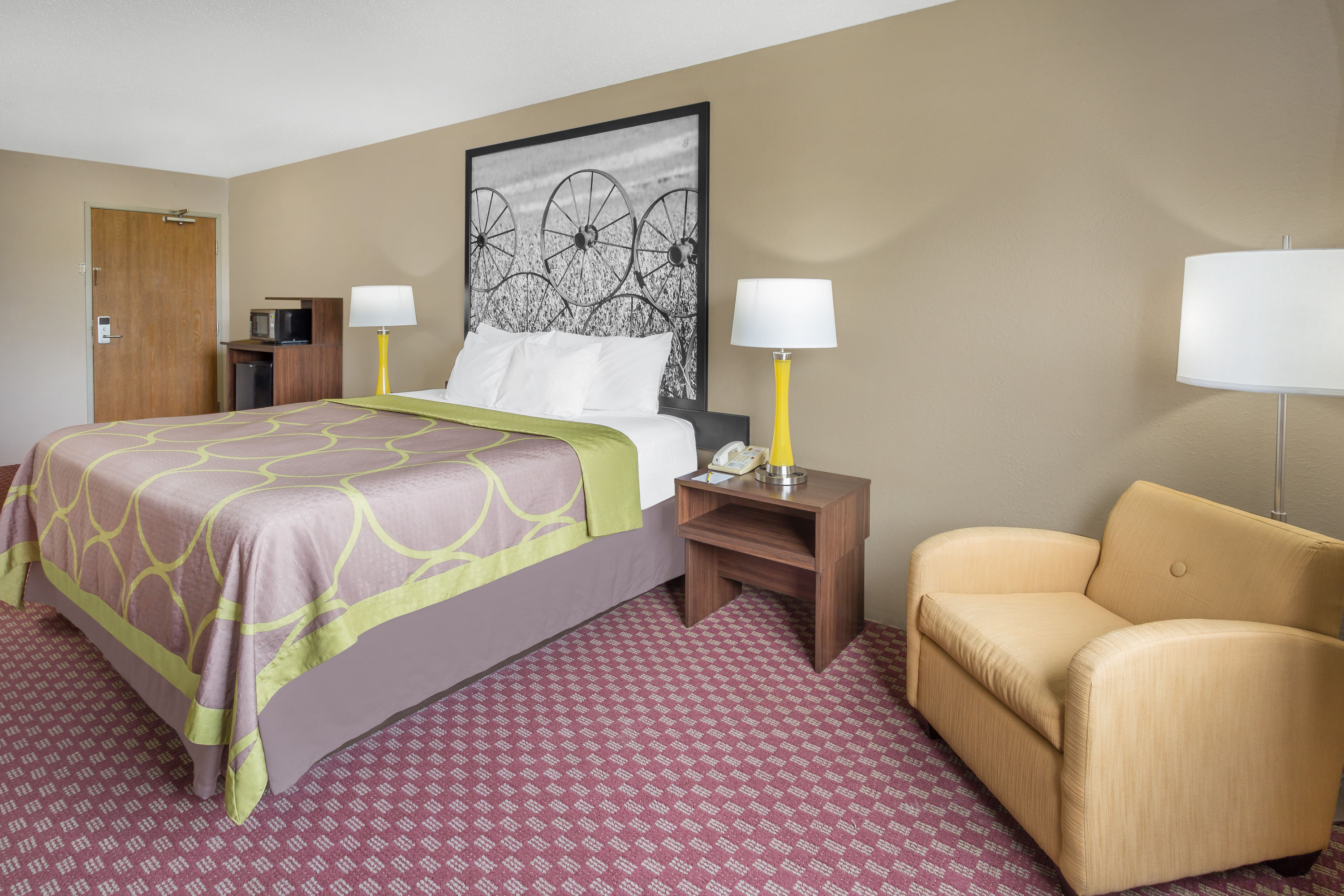 Guest room at the Super 8 by Wyndham Hebron Lowell Area in Hebron, Indiana