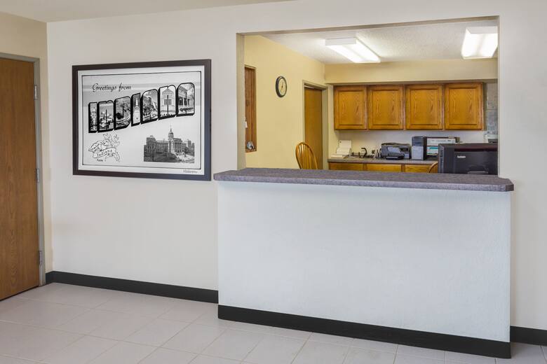 Super 8 Hebron Lowell Area hotel lobby in Hebron, Indiana