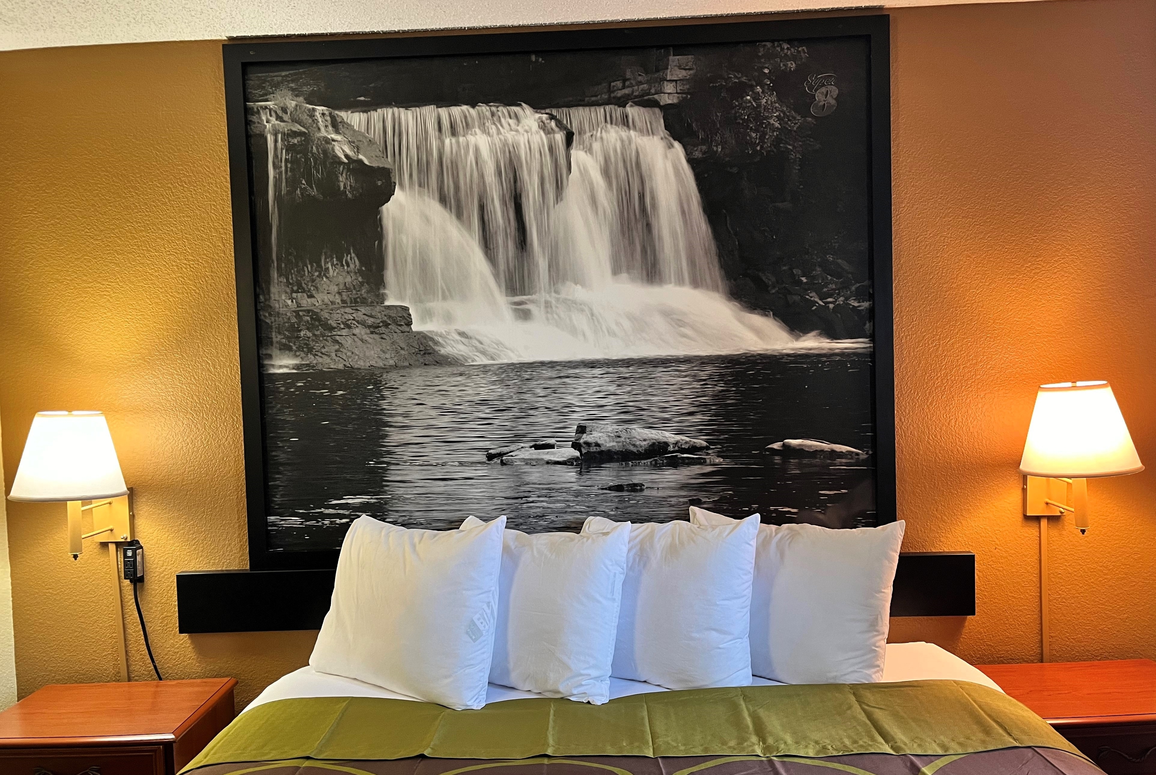 Guest room at the Super 8 by Wyndham Indianapolis/NE/Castleton Area in Indianapolis, Indiana
