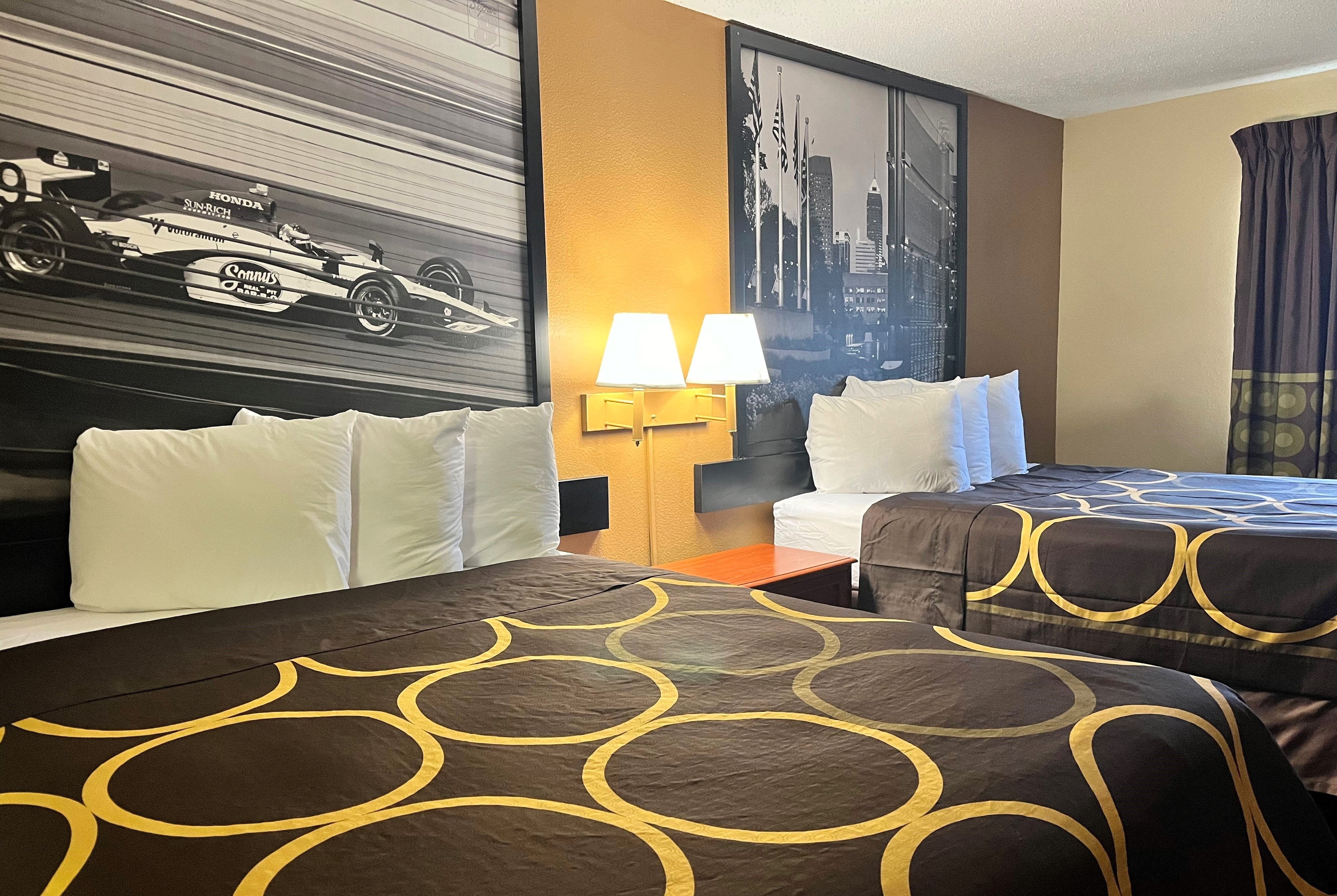 Guest room at the Super 8 by Wyndham Indianapolis/NE/Castleton Area in Indianapolis, Indiana