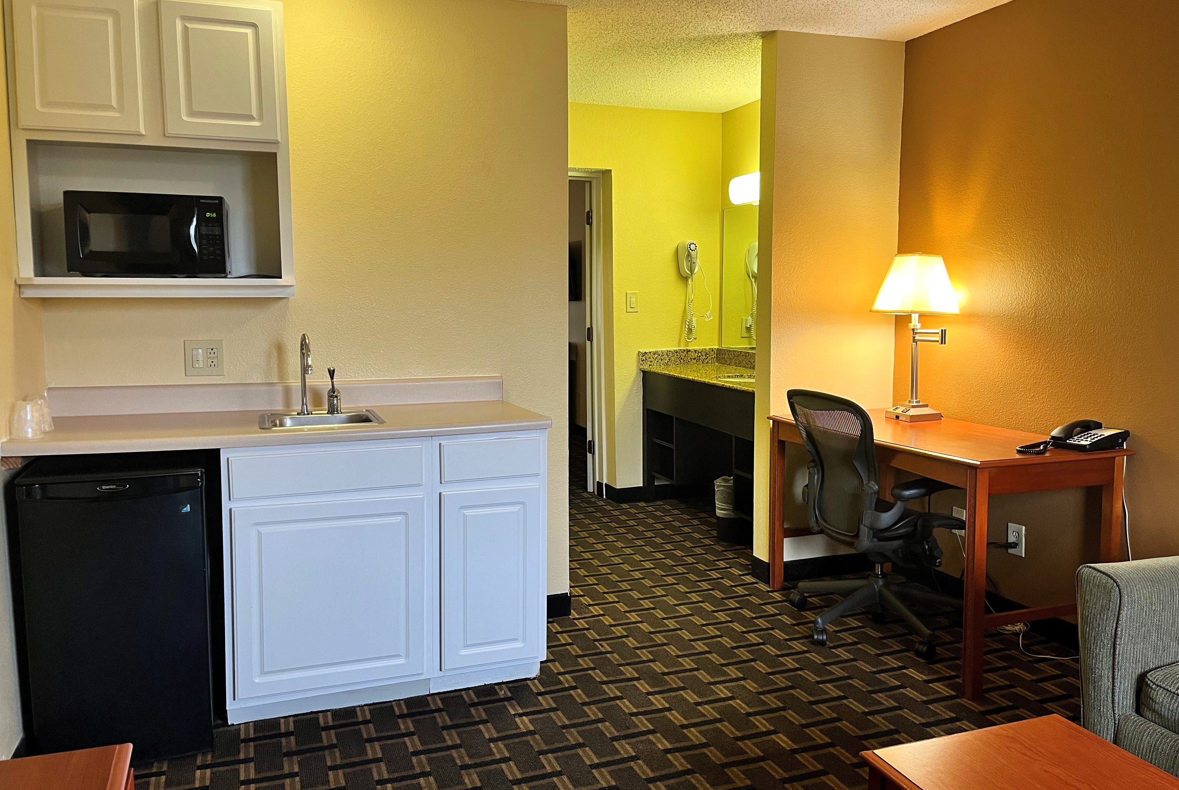 Guest room at the Super 8 by Wyndham Indianapolis/NE/Castleton Area in Indianapolis, Indiana
