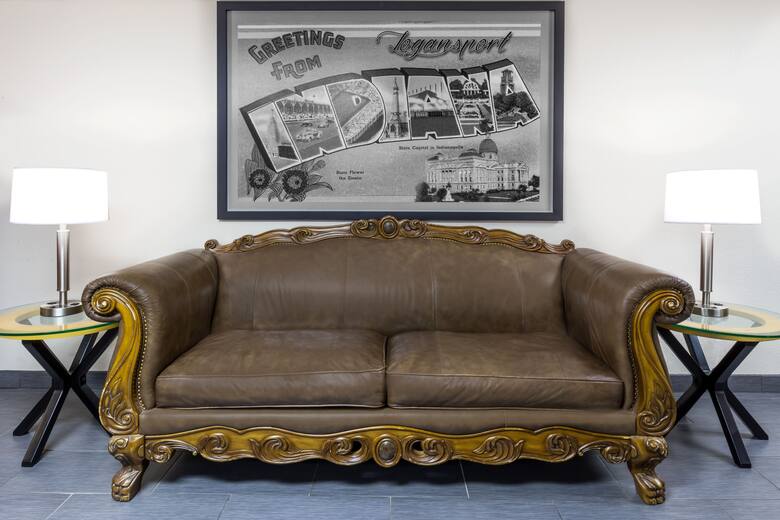 Super 8 Logansport hotel lobby in Logansport, Indiana
