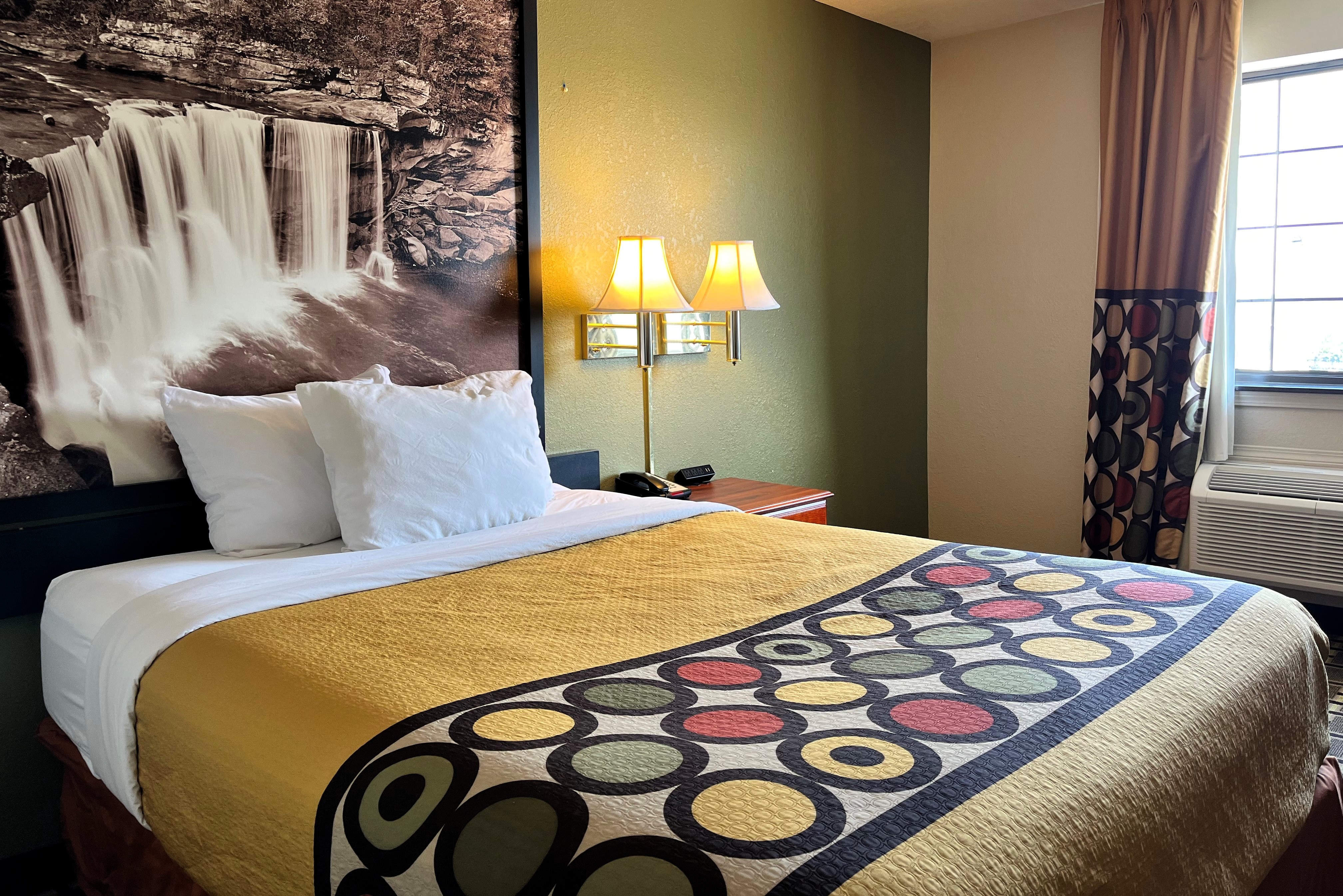 Guest room at the Super 8 by Wyndham Madison IN in Madison, Indiana