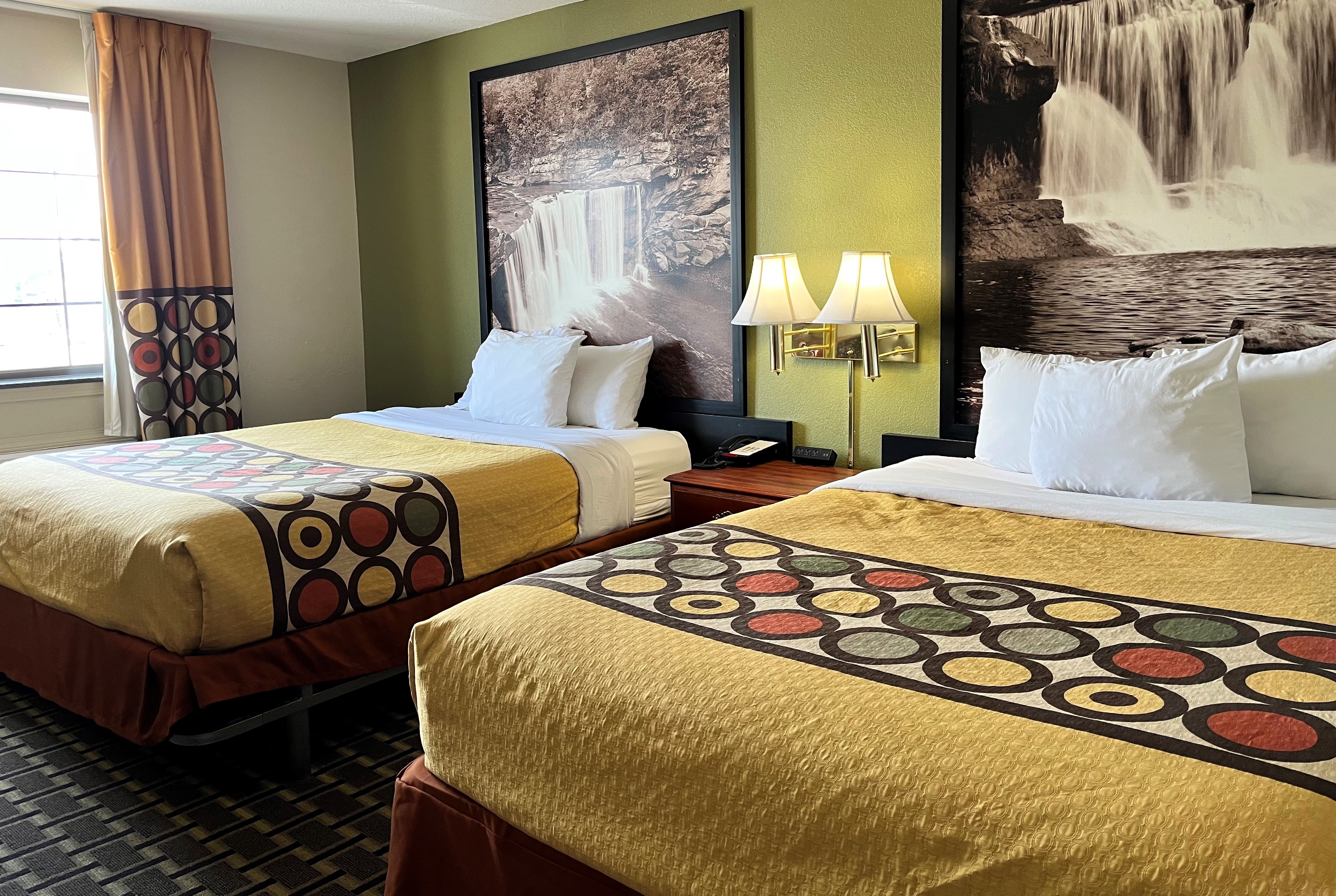 Guest room at the Super 8 by Wyndham Madison IN in Madison, Indiana