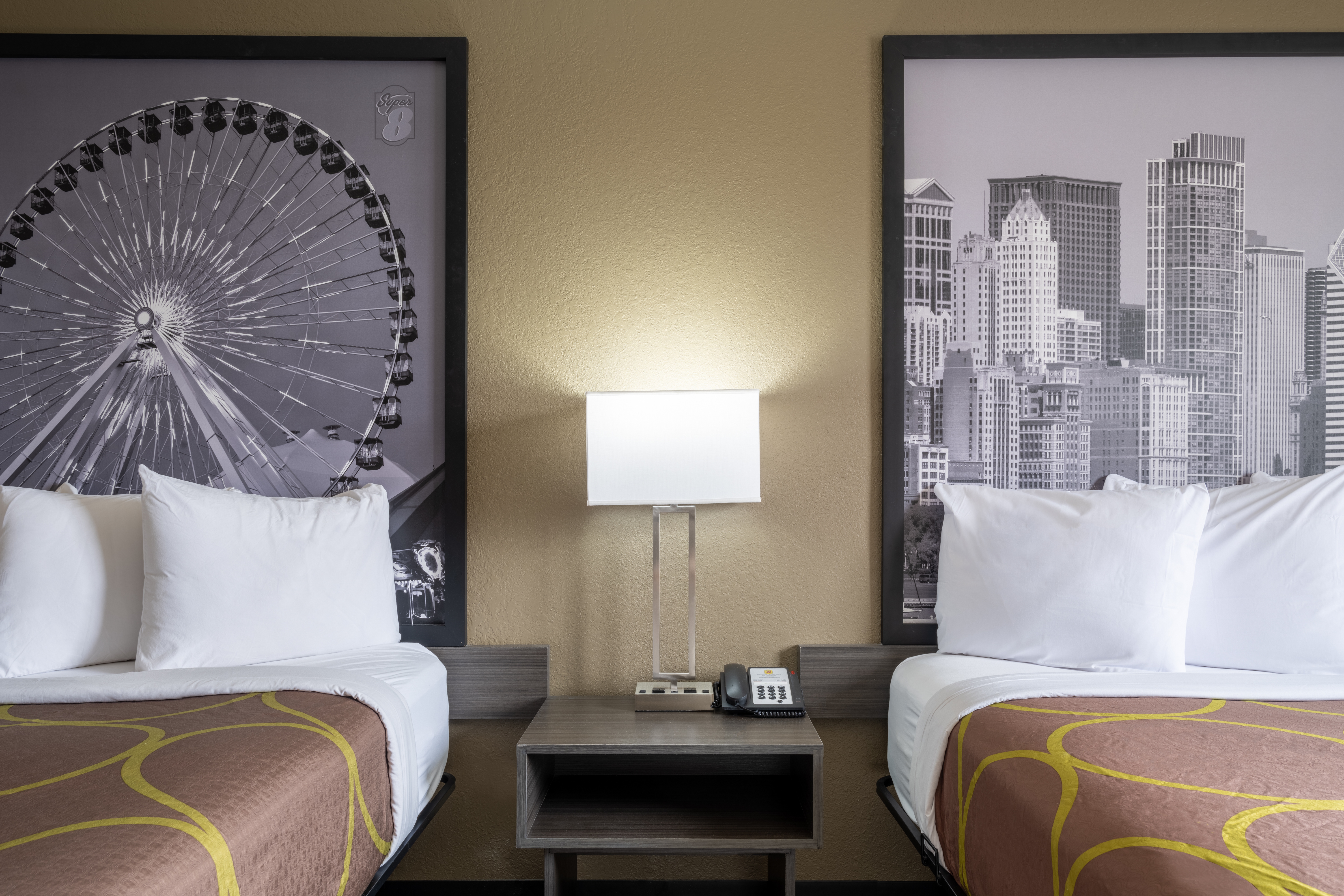 Guest room at the Super 8 by Wyndham Merrillville in Merrillville, Indiana