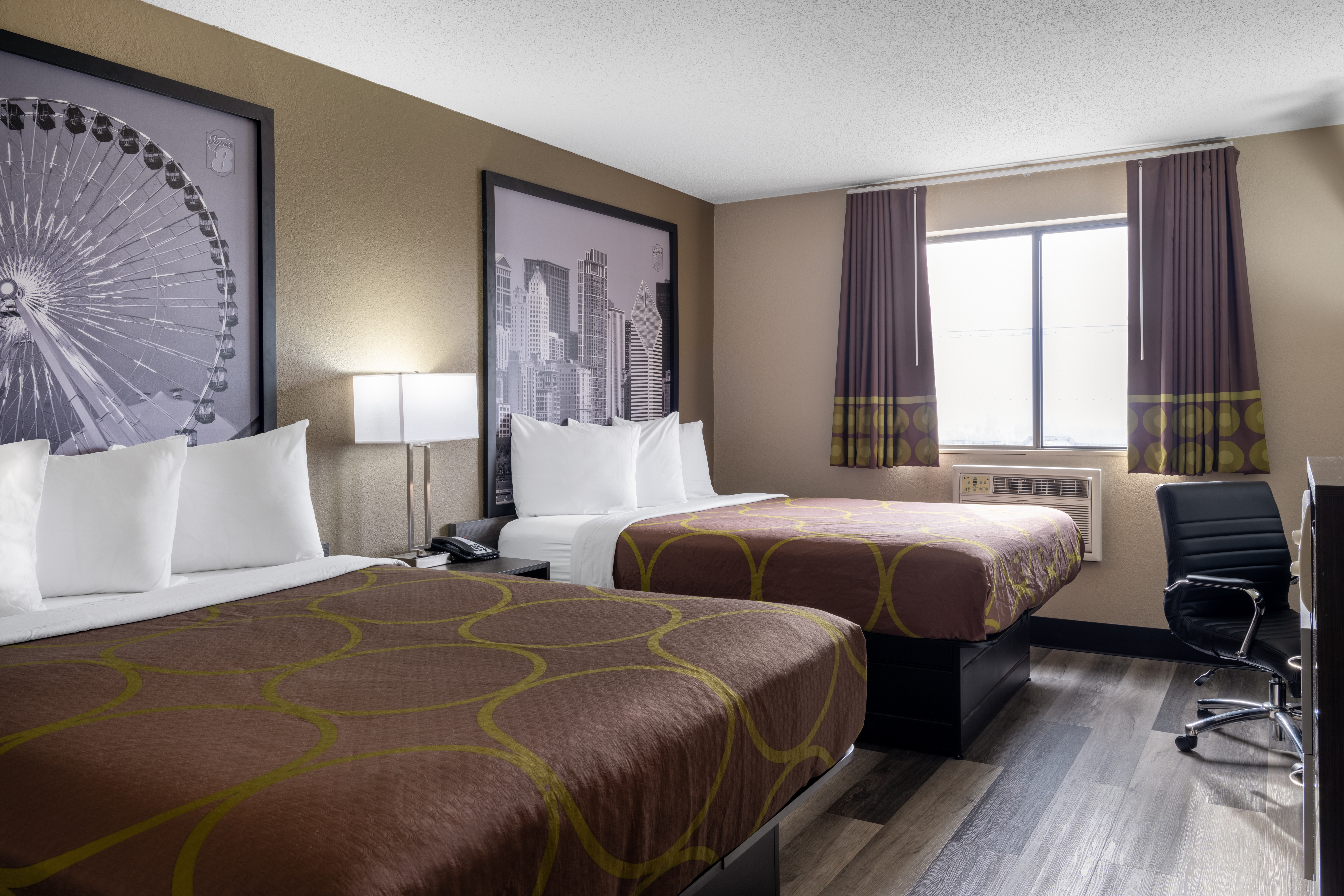 Guest room at the Super 8 by Wyndham Merrillville in Merrillville, Indiana
