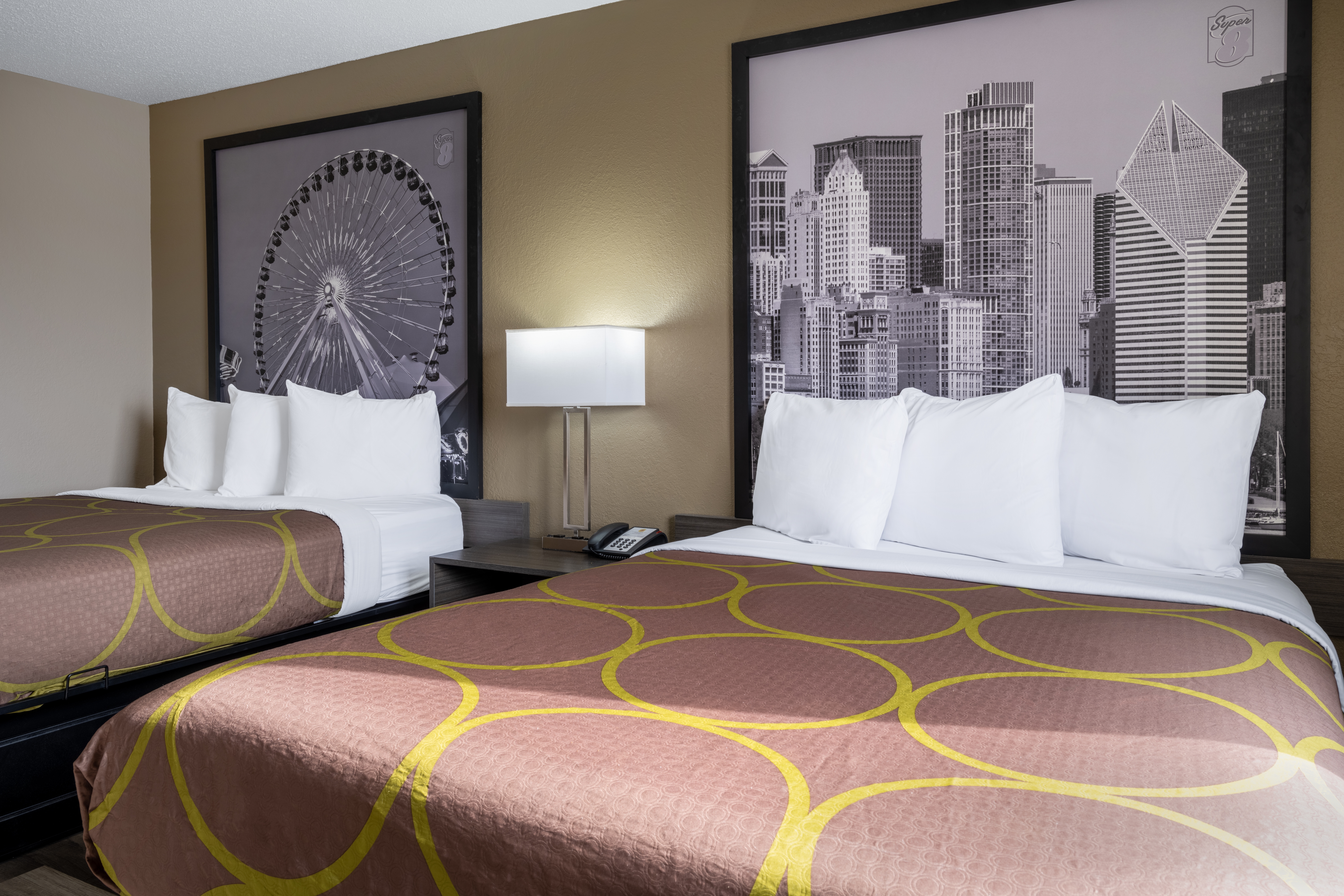 Guest room at the Super 8 by Wyndham Merrillville in Merrillville, Indiana