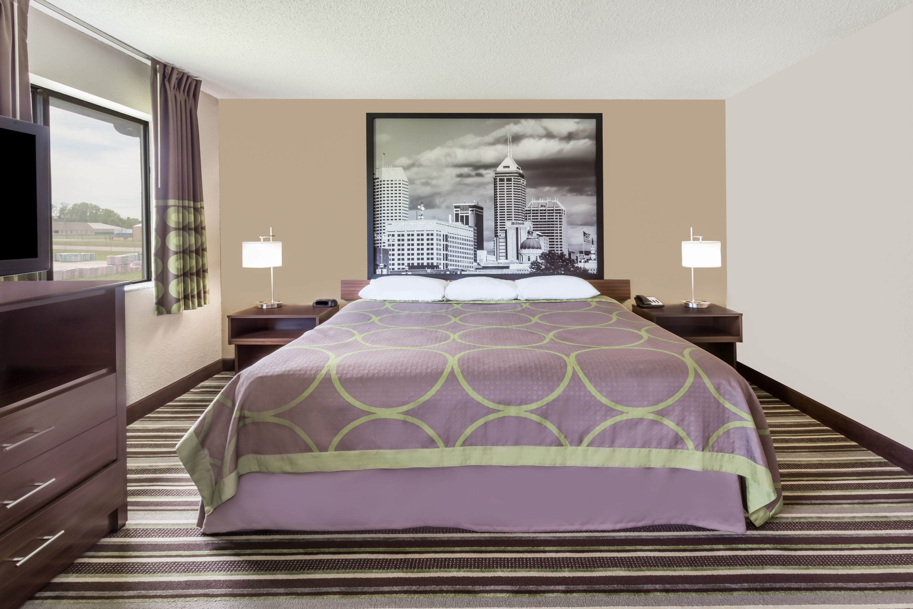 Guest room at the Super 8 by Wyndham Plymouth in Plymouth, Indiana