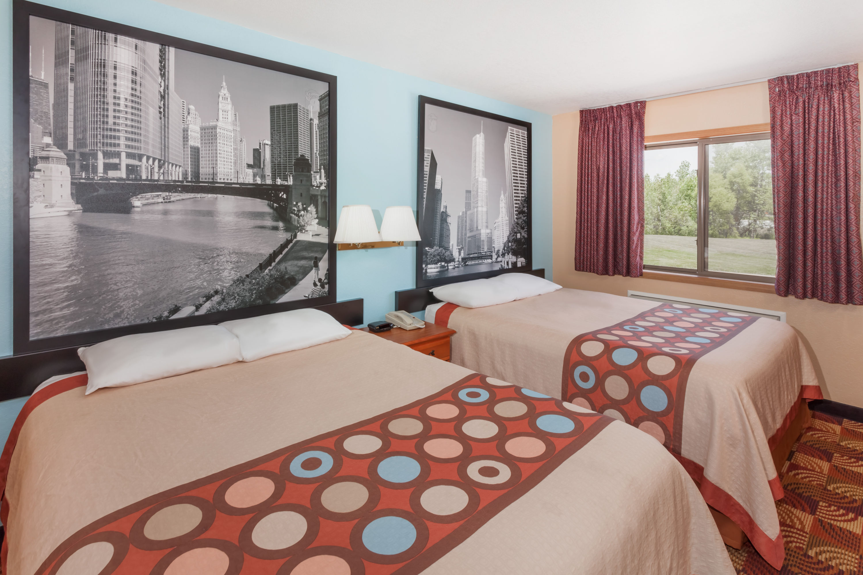 Guest room at the Super 8 by Wyndham Shipshewana in Shipshewana, Indiana