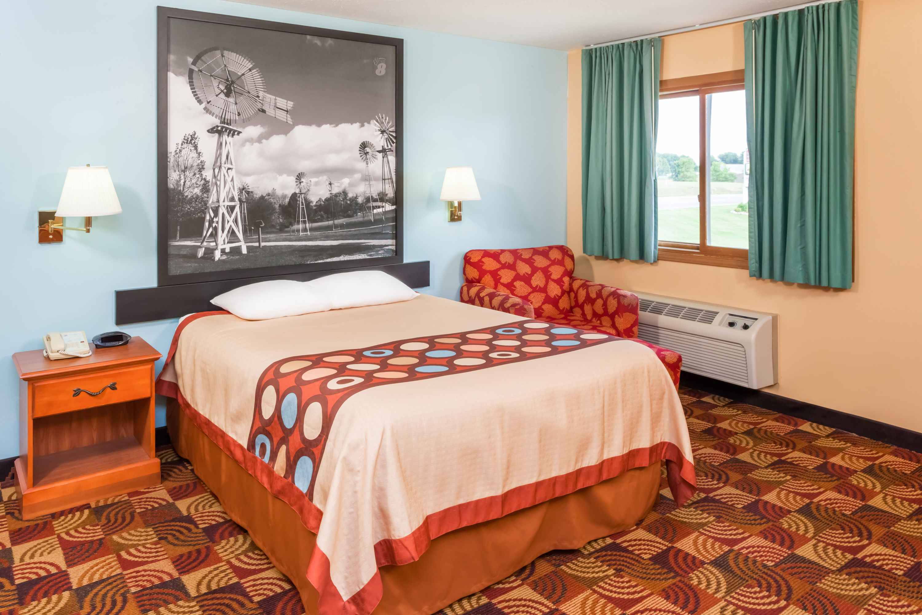 Guest room at the Super 8 by Wyndham Shipshewana in Shipshewana, Indiana