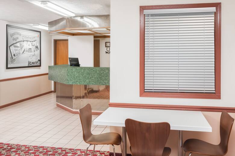Super 8 Shipshewana hotel lobby in Shipshewana, Indiana