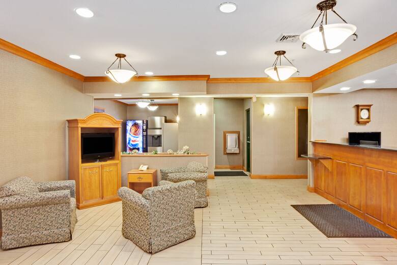 Super 8 South Bend hotel lobby in South Bend, Indiana