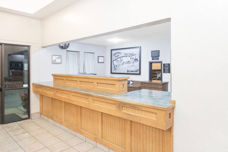 Super 8 Terre Haute hotel lobby in Terre Haute, Indiana
