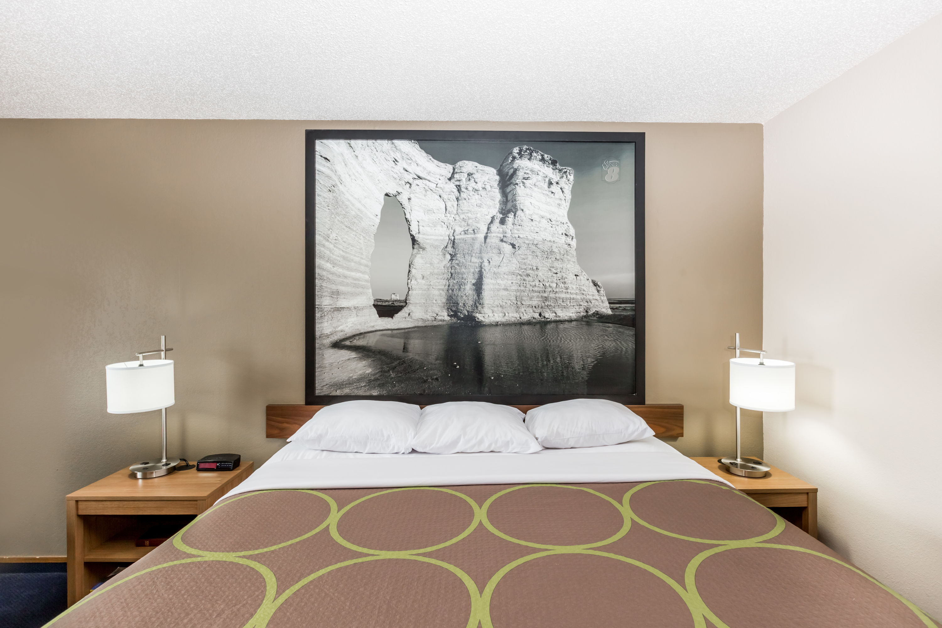 Guest room at the Super 8 by Wyndham Hays KS in Hays, Kansas