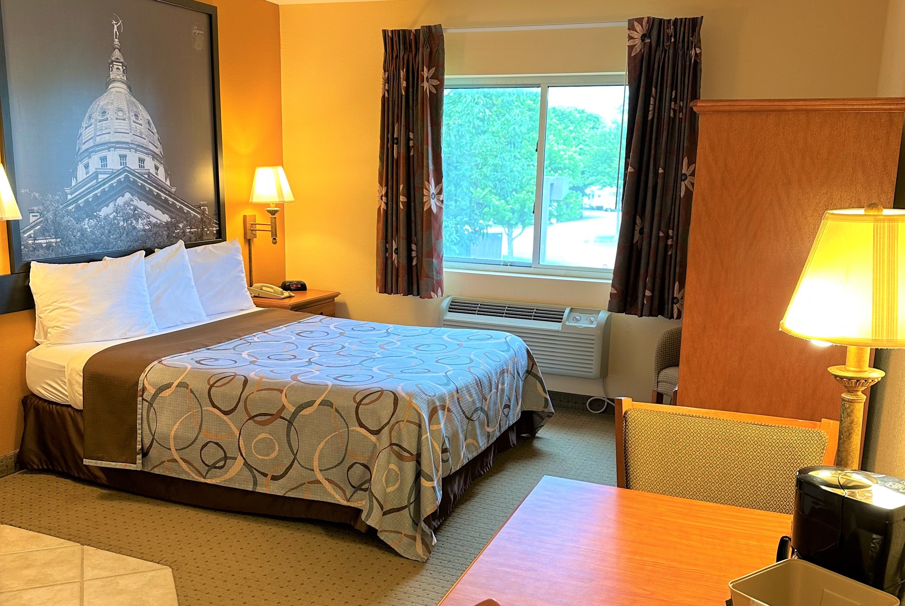 Guest room at the Super 8 by Wyndham Topeka at Forbes Landing in Topeka, Kansas