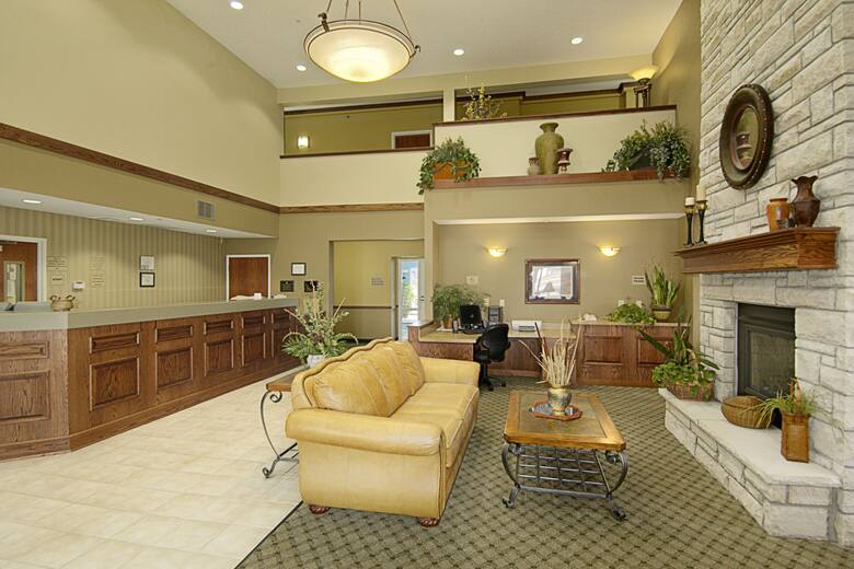 Super 8 Topeka at Forbes Landing hotel lobby in Topeka, Kansas