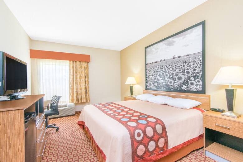 Guest room at the Super 8 Wichita South in Wichita, Kansas