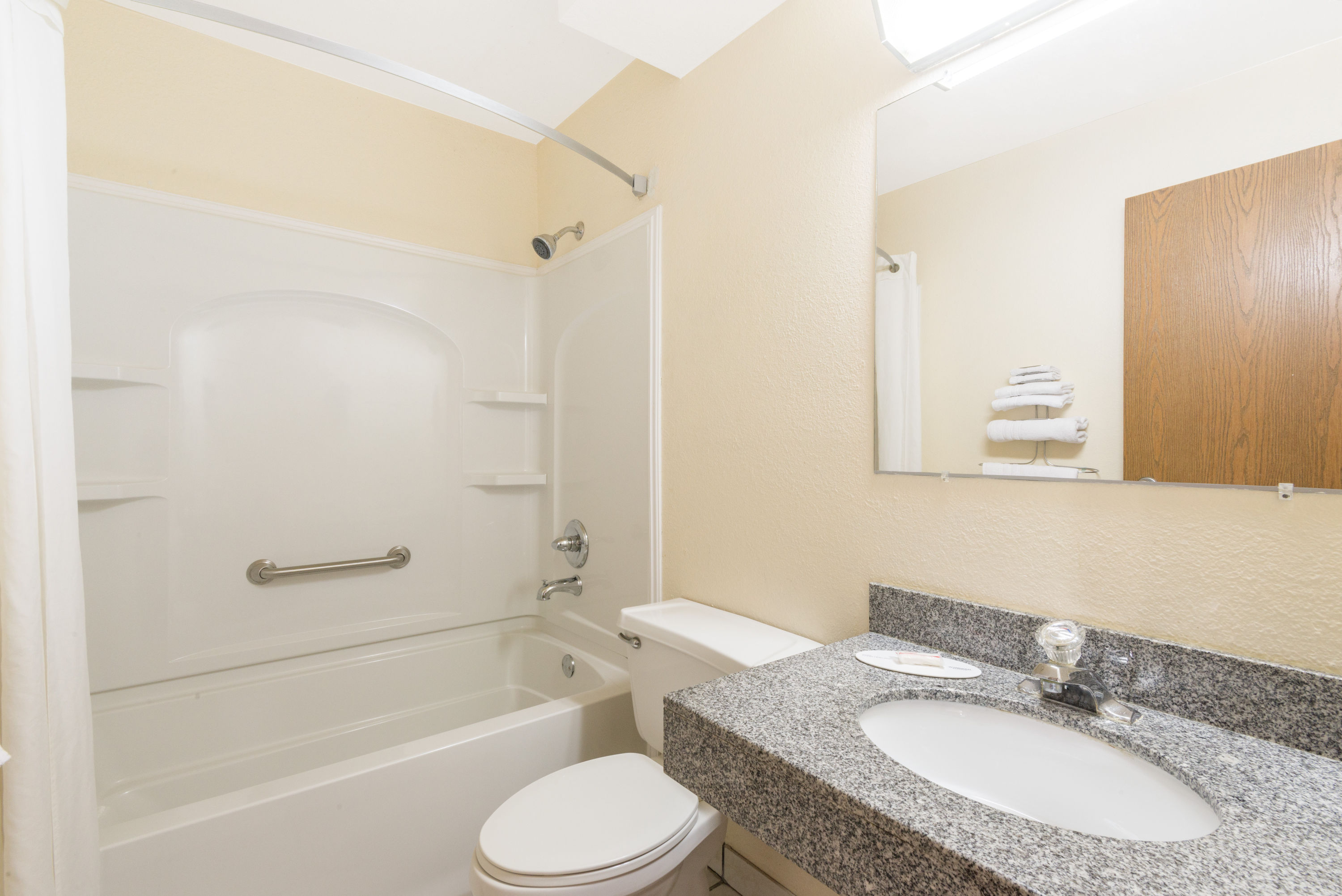 Guest room bath at the Super 8 by Wyndham Corbin/London KY in Corbin, Kentucky