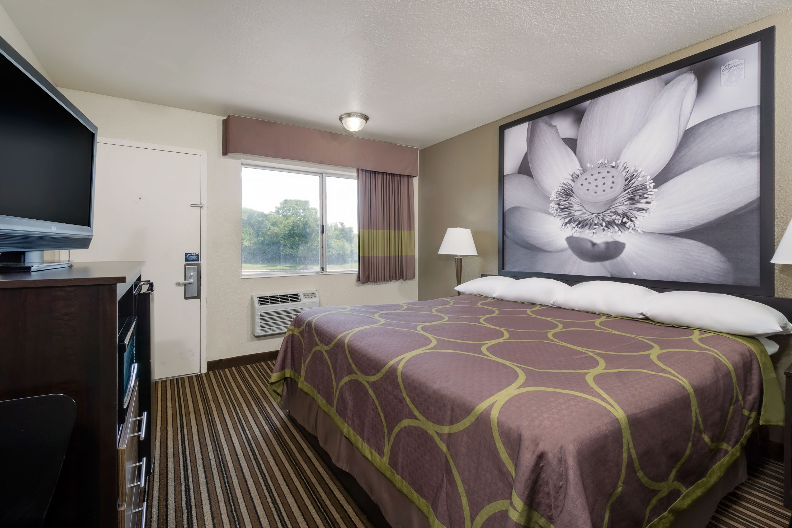 Guest room at the Super 8 by Wyndham Florence in Florence, Kentucky