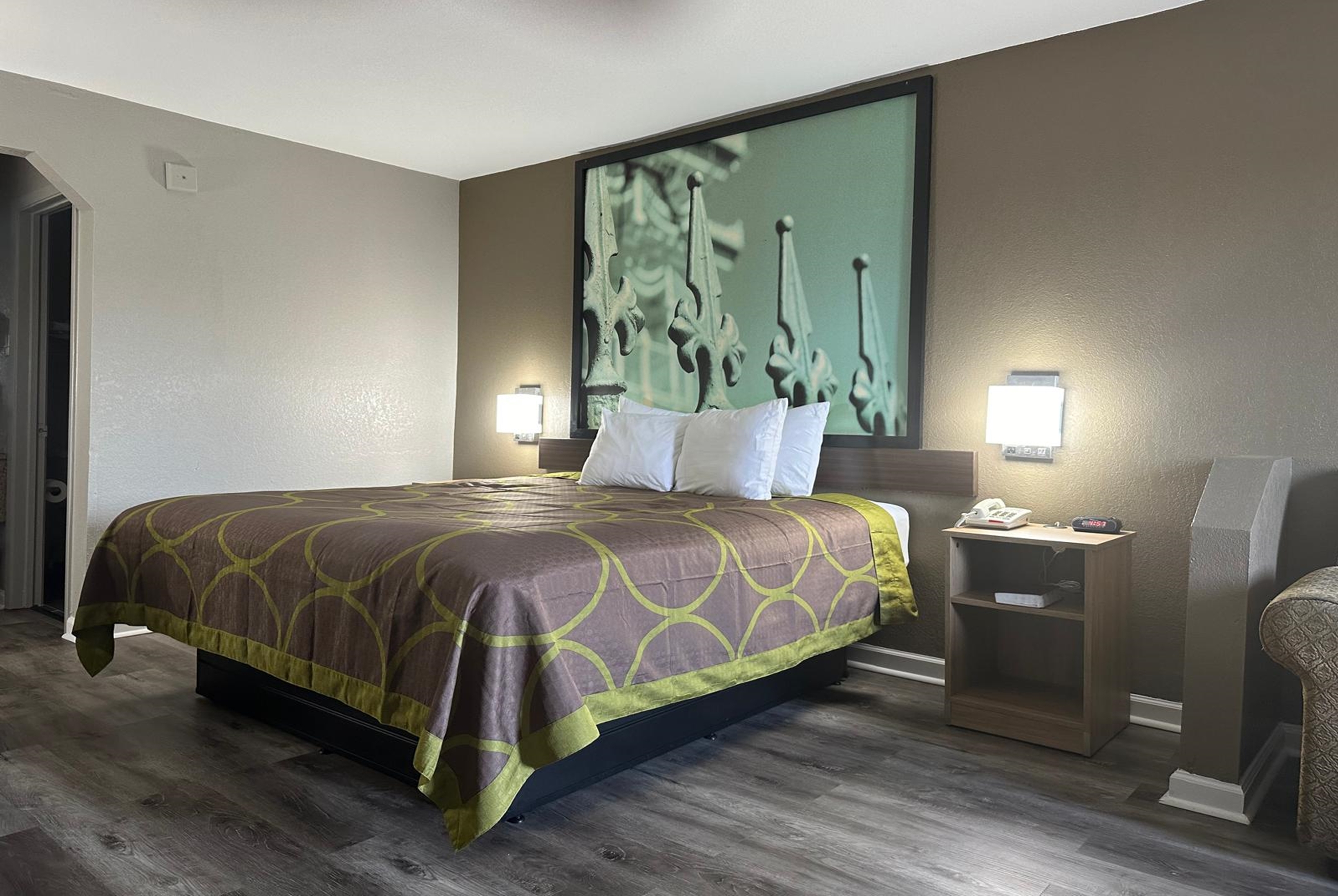 Guest room at the Super 8 by Wyndham Monroe in Monroe, Louisiana