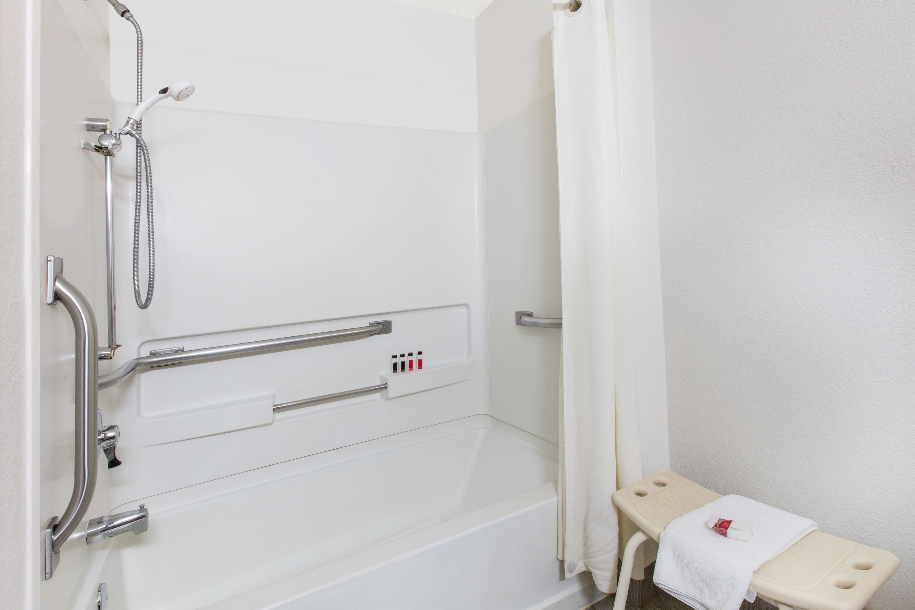 Guest room bath at the Super 8 by Wyndham Aberdeen MD in Aberdeen, Maryland