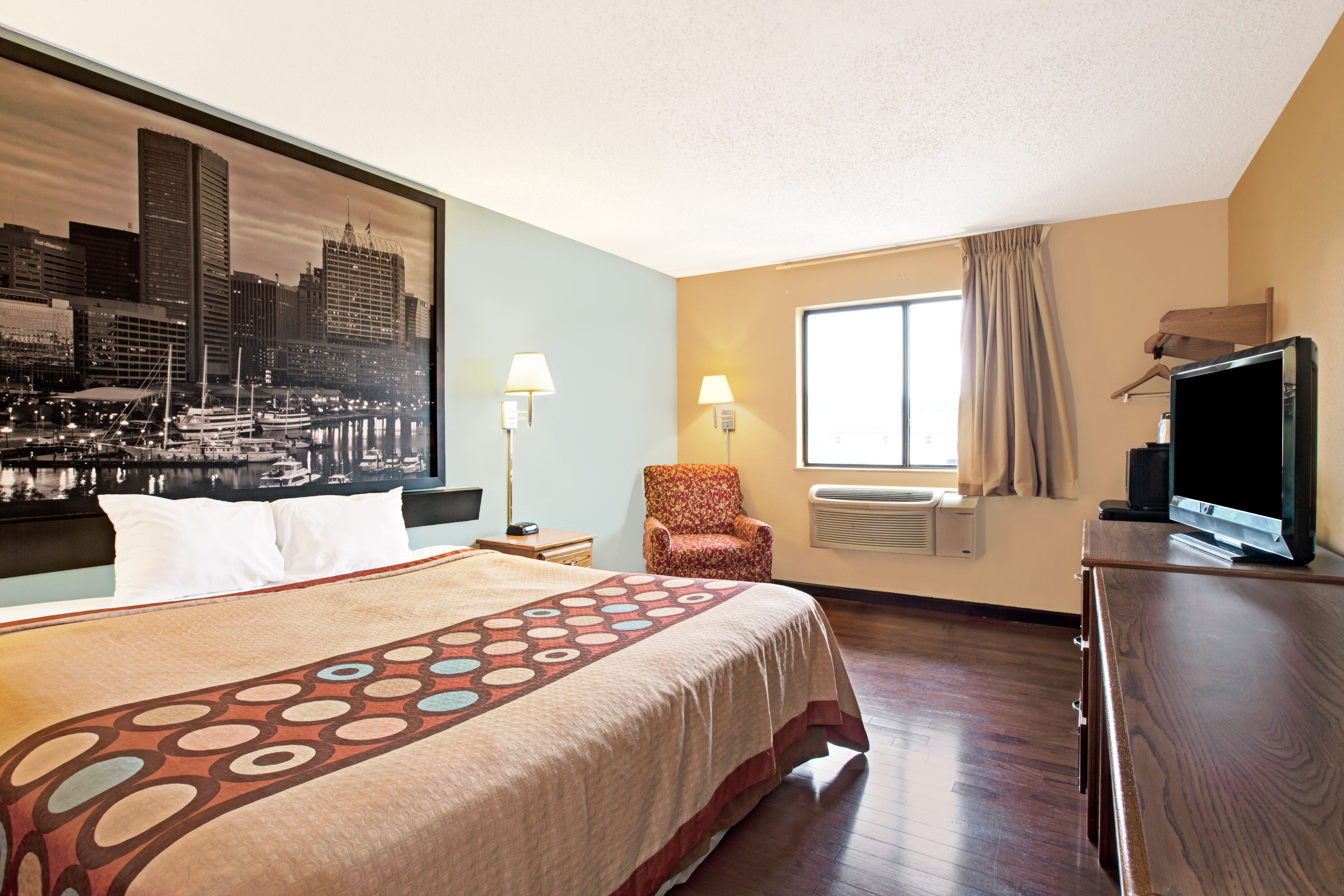 Guest room at the Super 8 by Wyndham Baltimore/Essex Area in Baltimore, Maryland