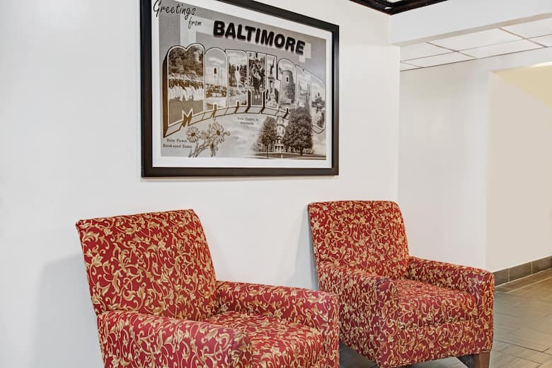 Super 8 Baltimore/Essex Area hotel lobby in Baltimore, Maryland