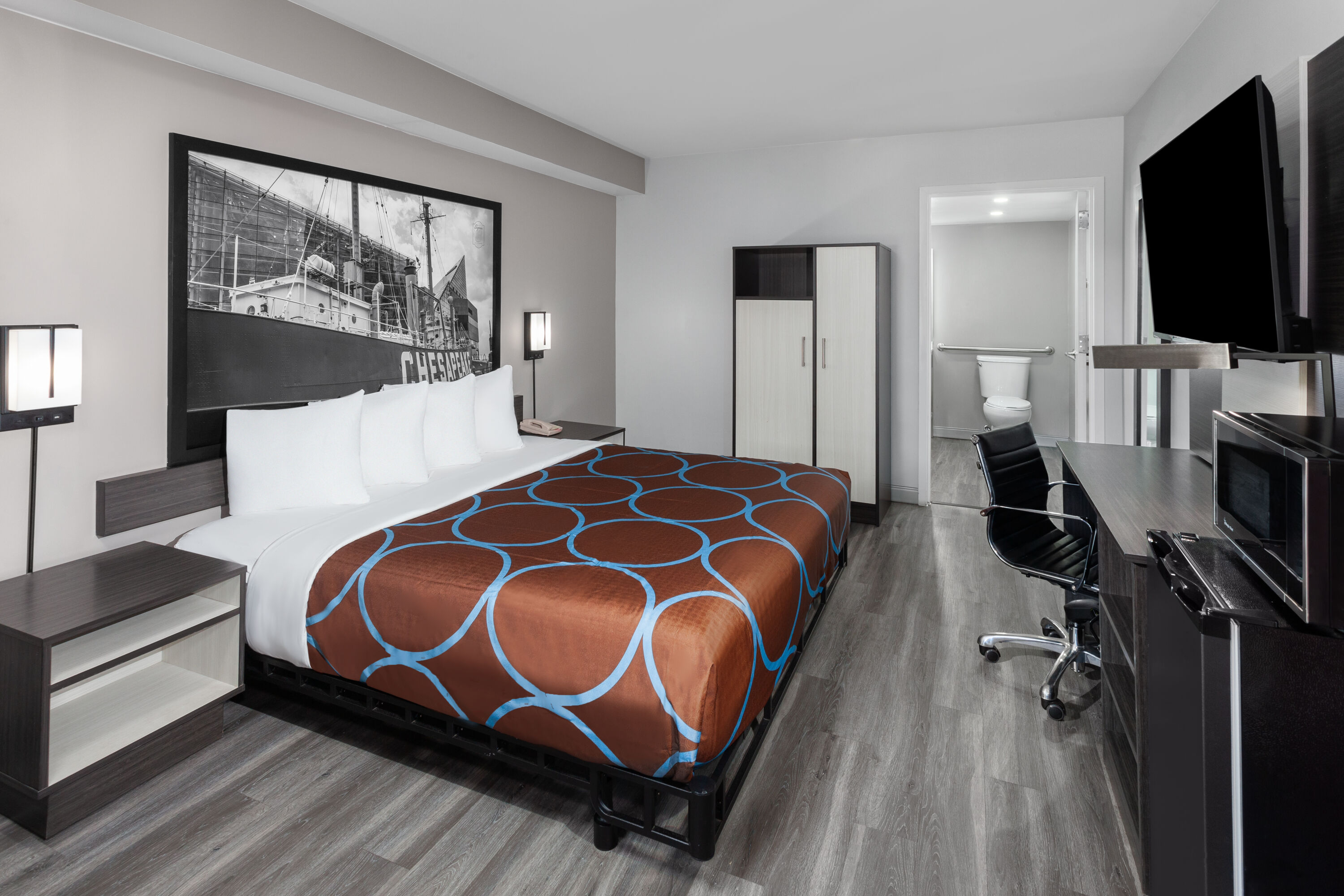 Guest room at the Super 8 by Wyndham Baltimore Northwest in Baltimore, Maryland