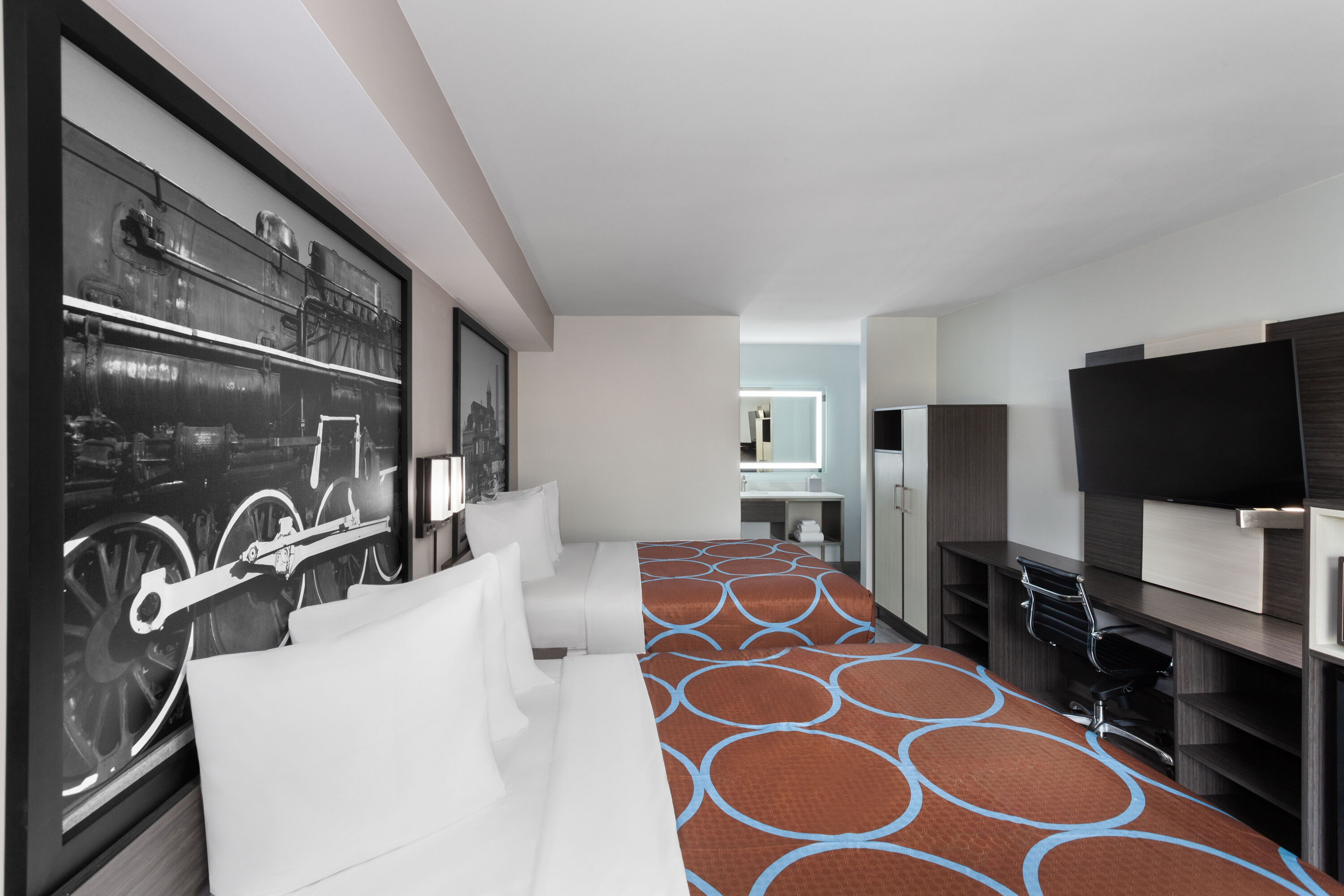 Guest room at the Super 8 by Wyndham Baltimore Northwest in Baltimore, Maryland