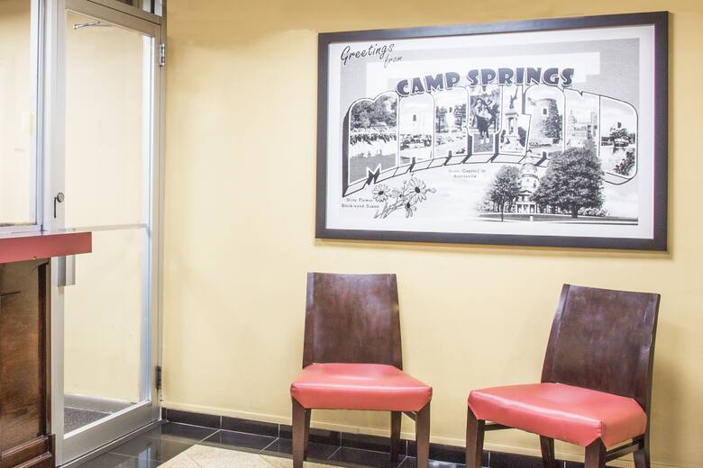 Super 8 Camp Springs/Andrews AFB DC Area hotel lobby in Camp Springs, Maryland