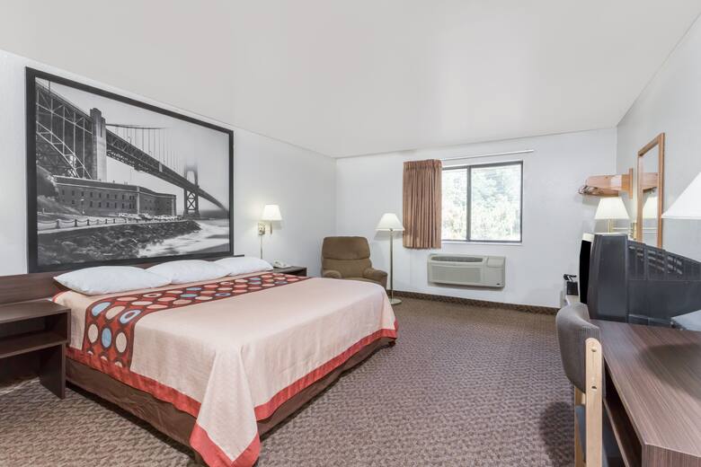 Guest room at the Super 8 Prince Frederick in Prince Frederick, Maryland