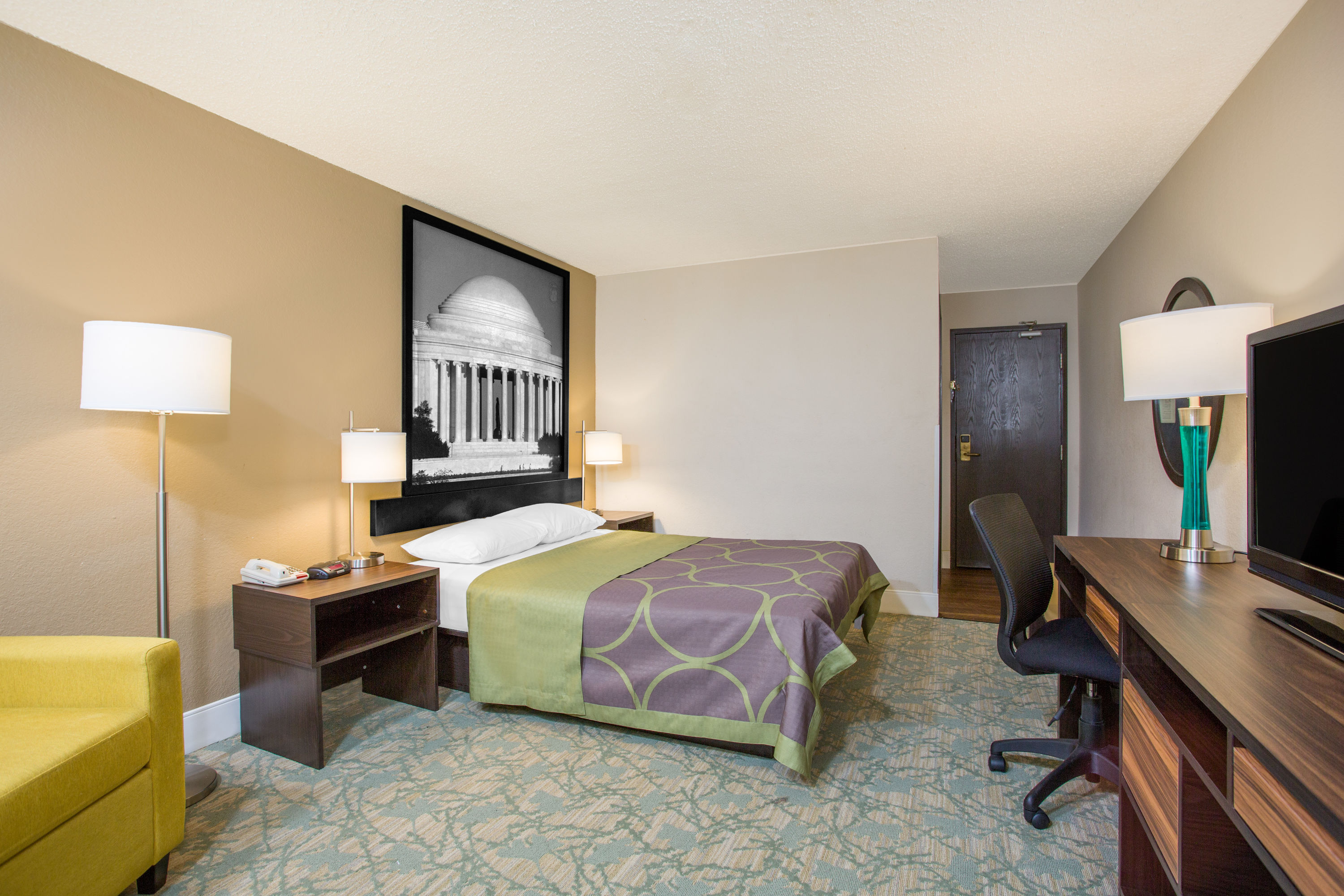Guest room at the Super 8 by Wyndham Waldorf in Waldorf, Maryland