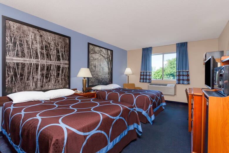 Guest room at the Super 8 Adrian in Adrian, Michigan
