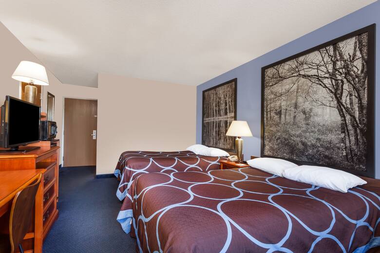 Guest room at the Super 8 Adrian in Adrian, Michigan